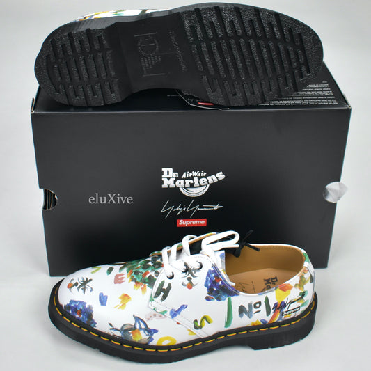 Supreme x Yohji Yamamoto x Dr. Martens - White Leather Paint Print 1461 3-Eye