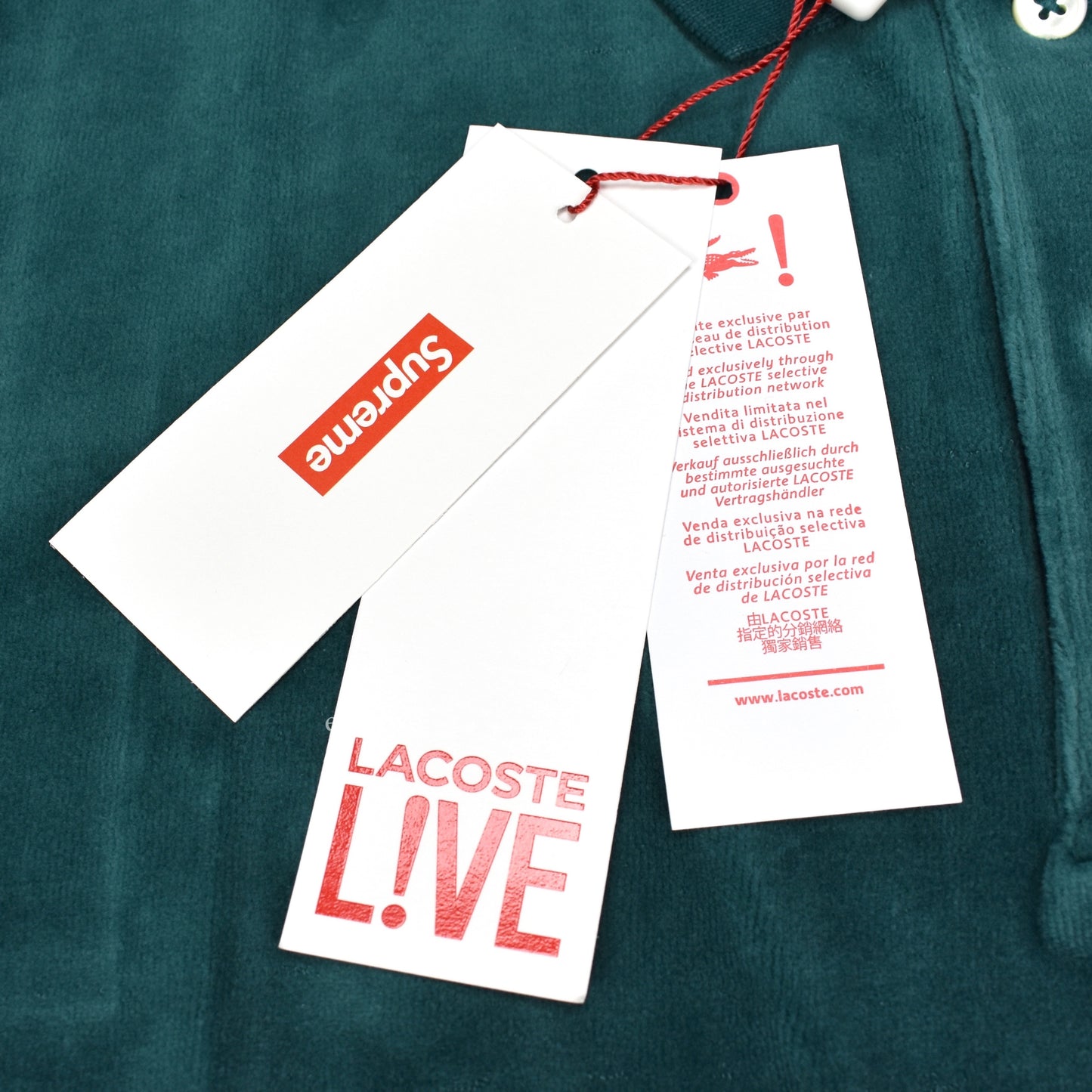 Supreme x Lacoste - Teal Velour Logo Polo Shirt