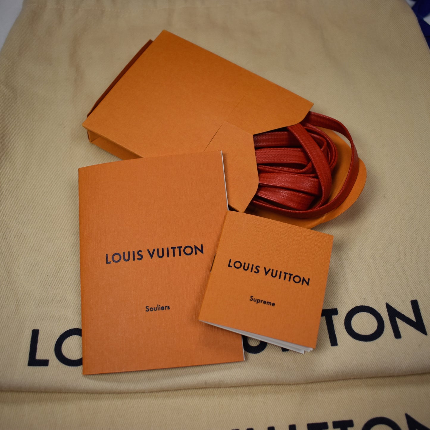 Louis Vuitton x Supreme - Red Leather Run Away Sneakers
