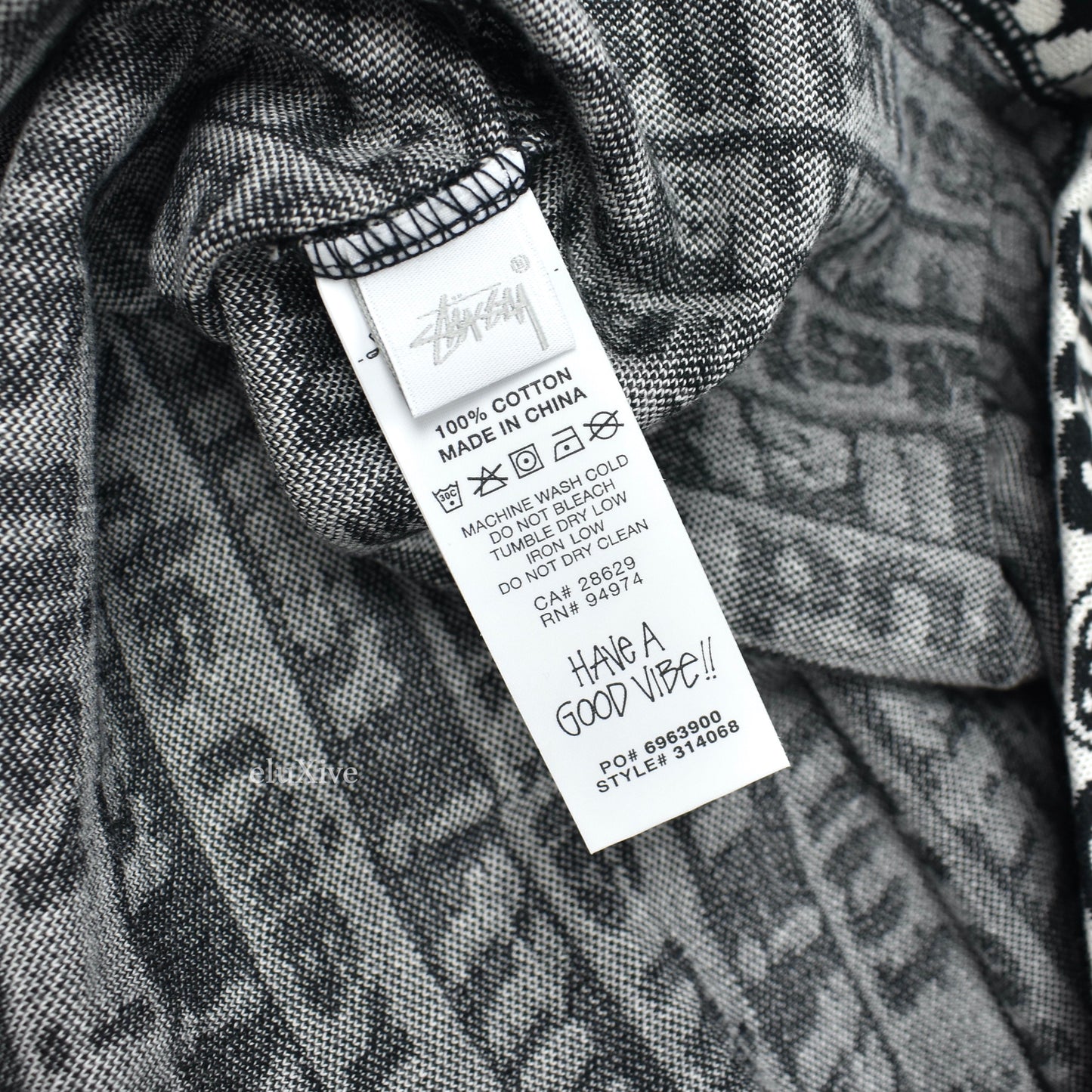 Cactus Plant Flea Market x Stussy - CPFM Black / White Logo Jacquard T-Shirt