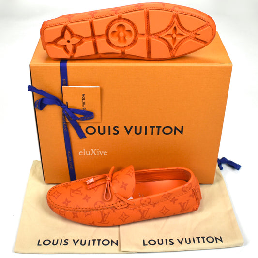 Louis Vuitton - Orange Monogram Leather Driving Loafers
