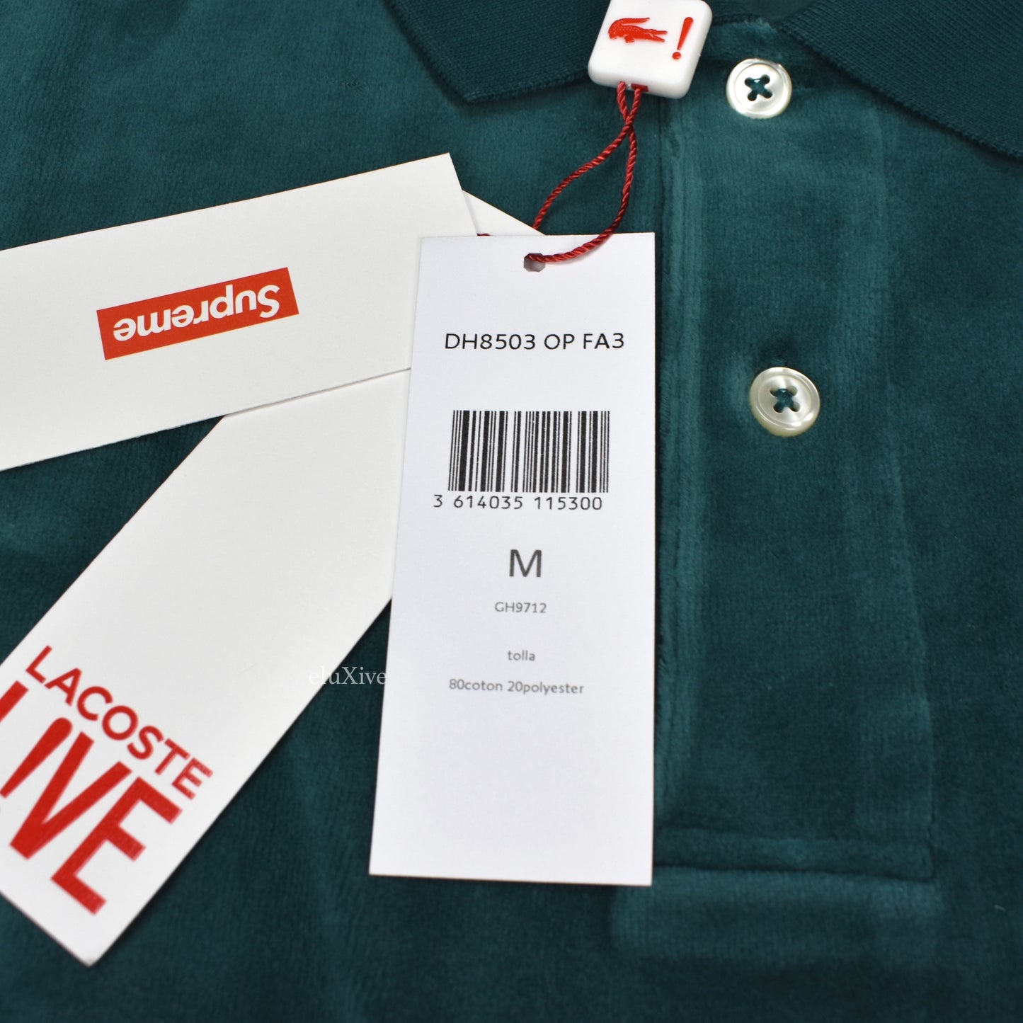 Supreme x Lacoste - Teal Velour Logo Polo Shirt