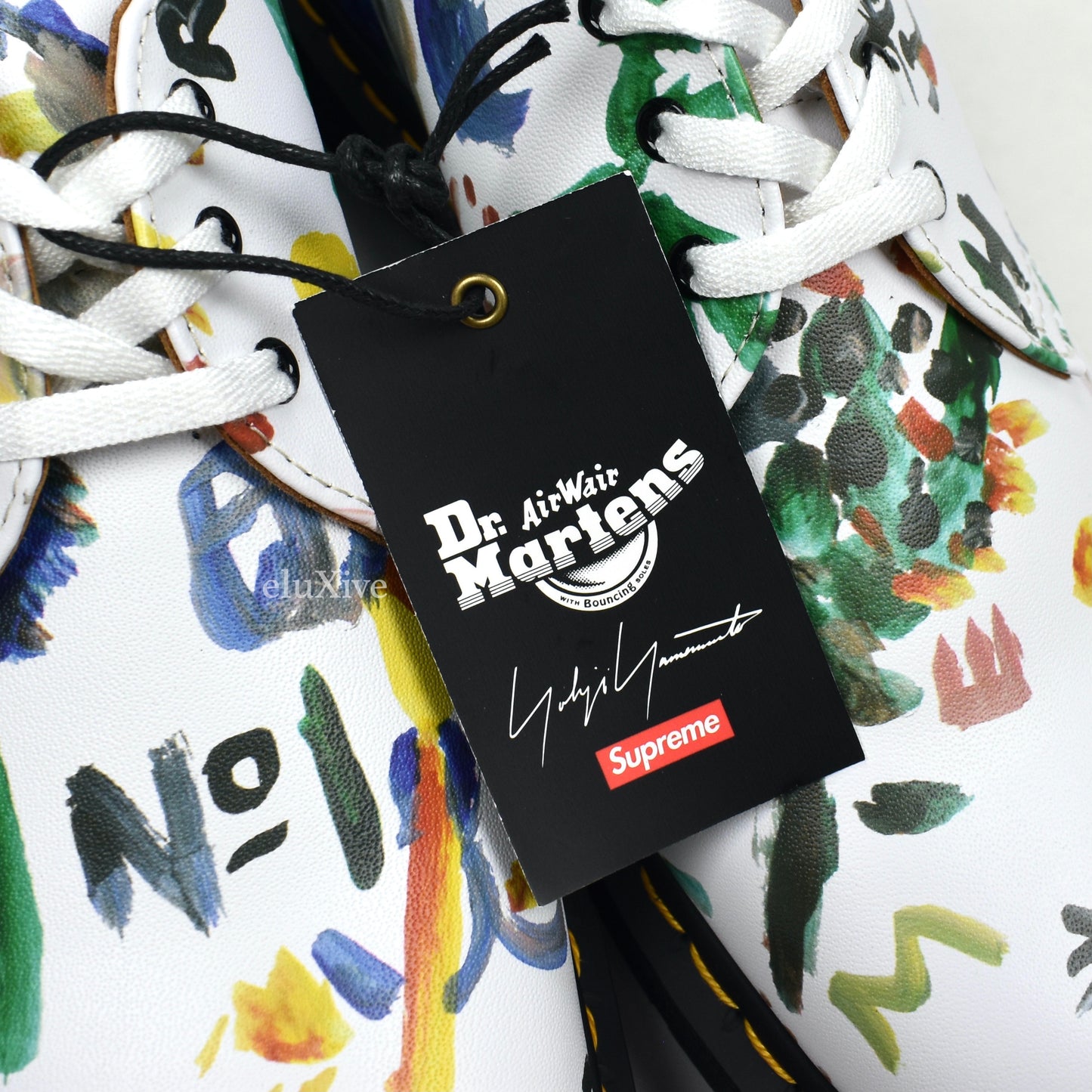 Supreme x Yohji Yamamoto x Dr. Martens - White Leather Paint Print 1461 3-Eye