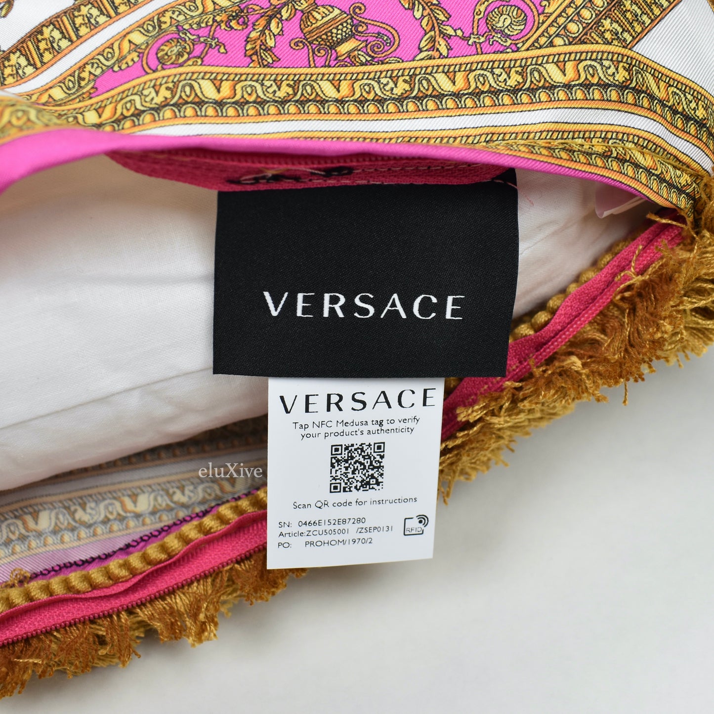 Versace - Pink Barocco Medusa Logo Silk Pillow
