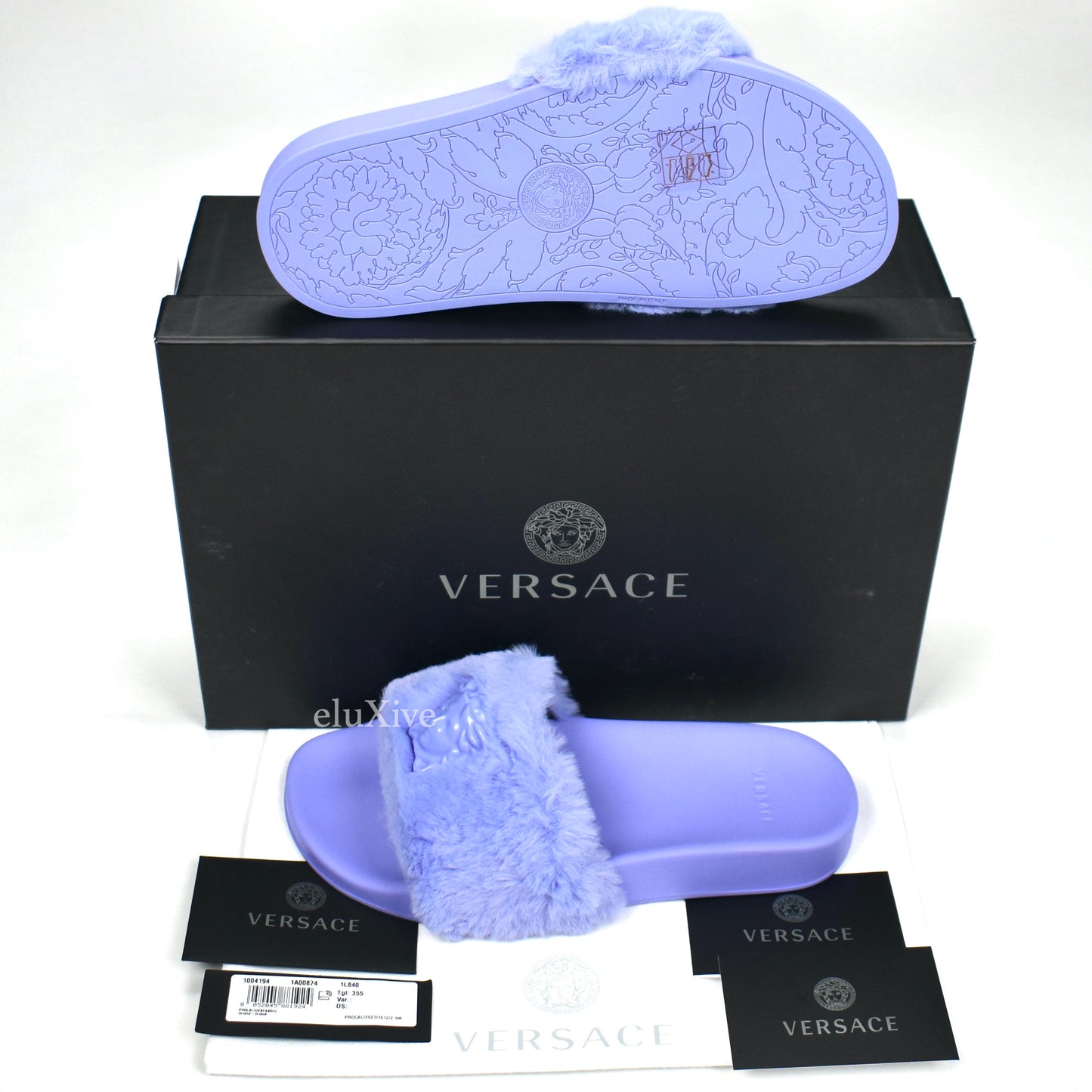 Versace - Orchid Purple Faux Fur La Medusa Logo Slides