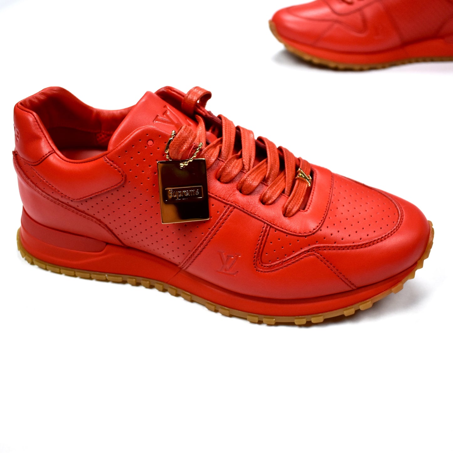 Louis Vuitton x Supreme - Red Leather Run Away Sneakers