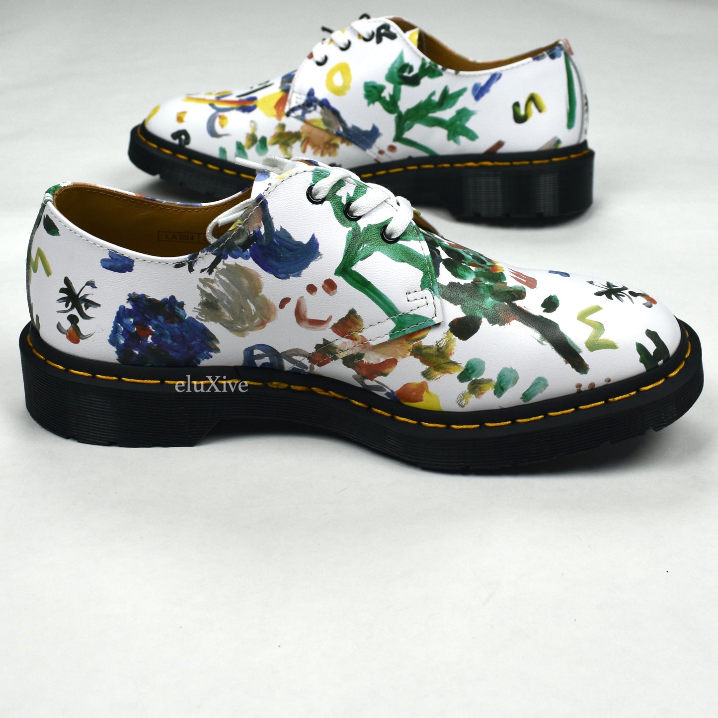 Supreme x Yohji Yamamoto x Dr. Martens - White Leather Paint Print 1461 3-Eye