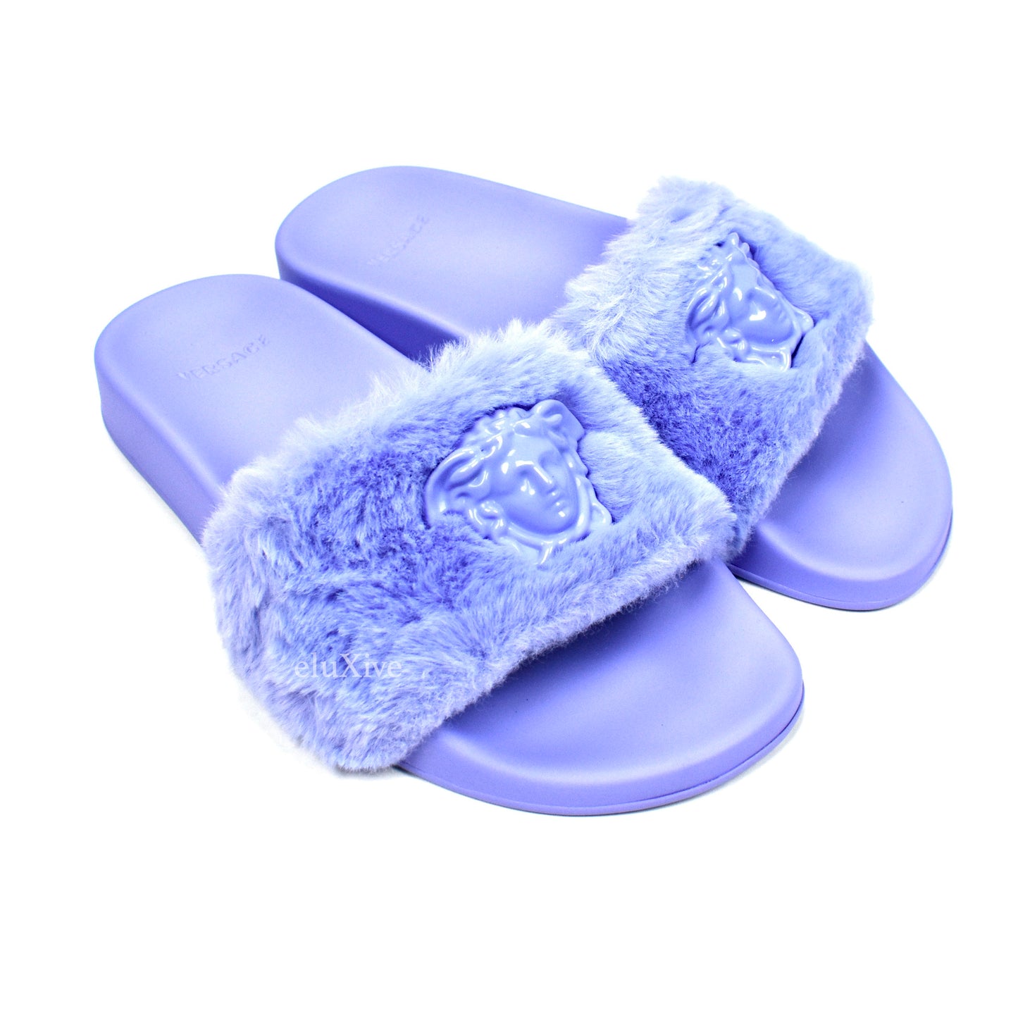 Versace - Orchid Purple Faux Fur La Medusa Logo Slides