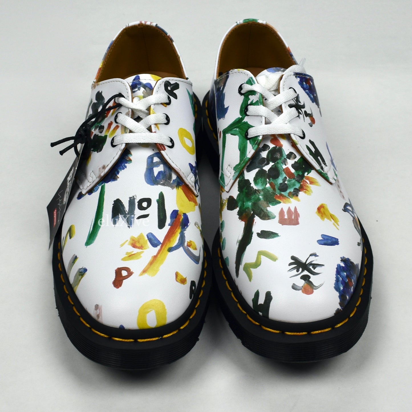 Supreme x Yohji Yamamoto x Dr. Martens - White Leather Paint Print 1461 3-Eye