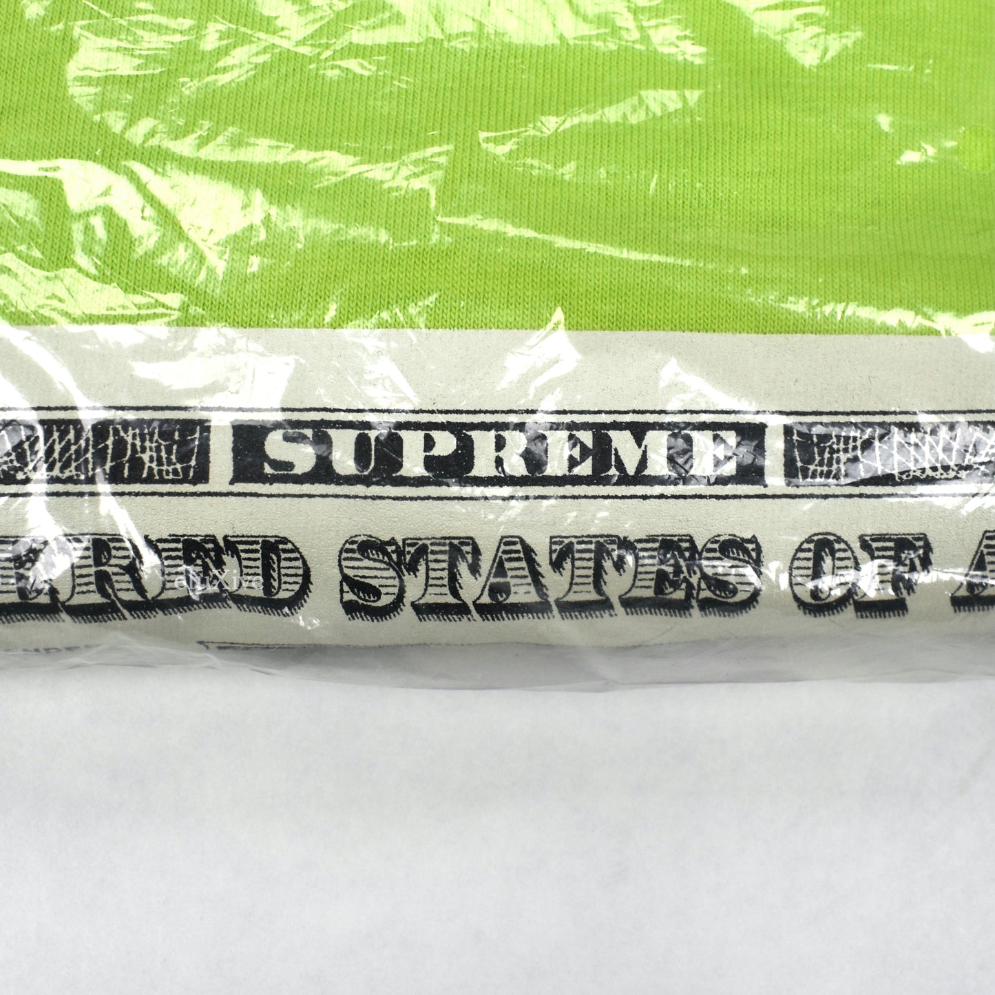 Supreme - Lime Green Dollar Bill Logo T-Shirt (FW17)