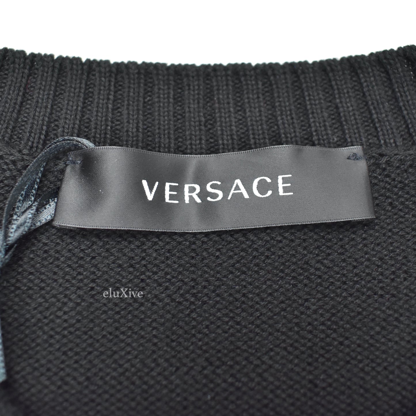 Versace - Gold Medusa Logo Embroidered Wool Sweater (Black)
