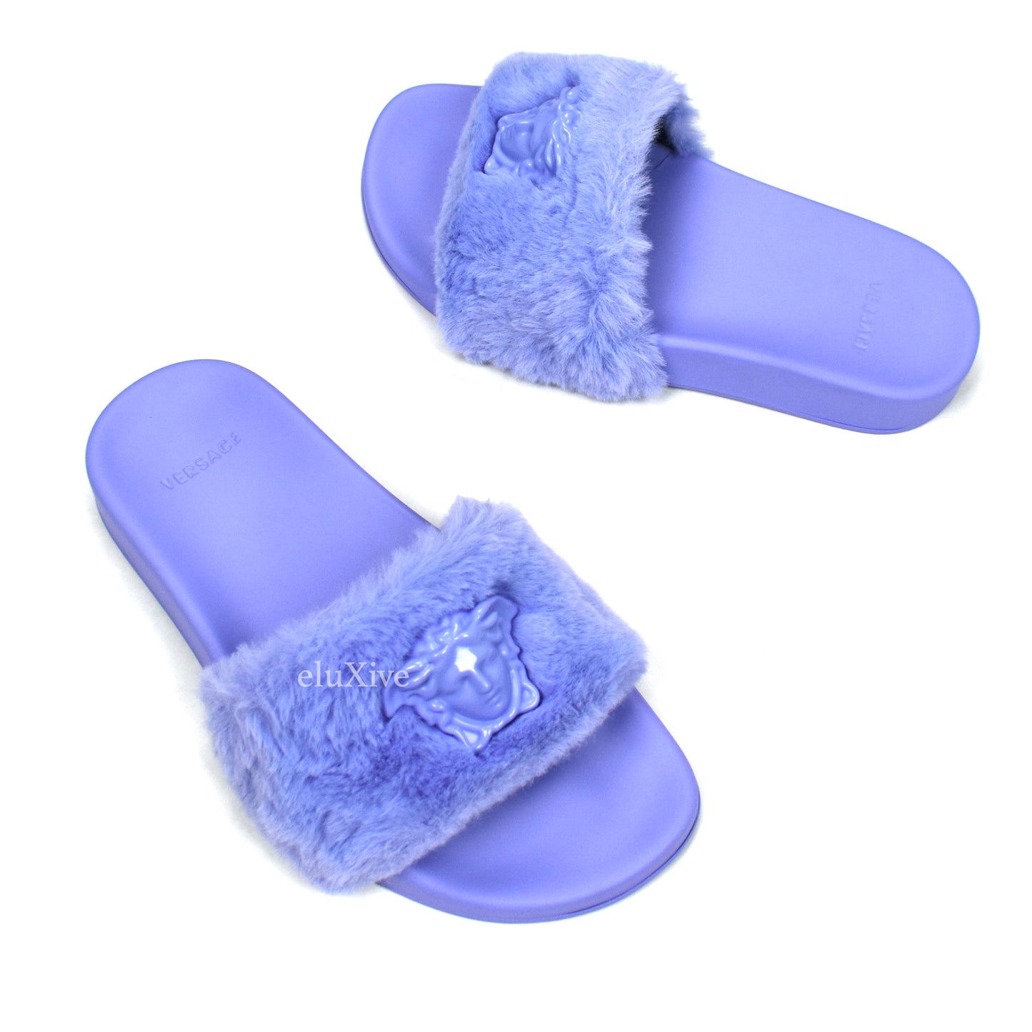 Versace - Orchid Purple Faux Fur La Medusa Logo Slides