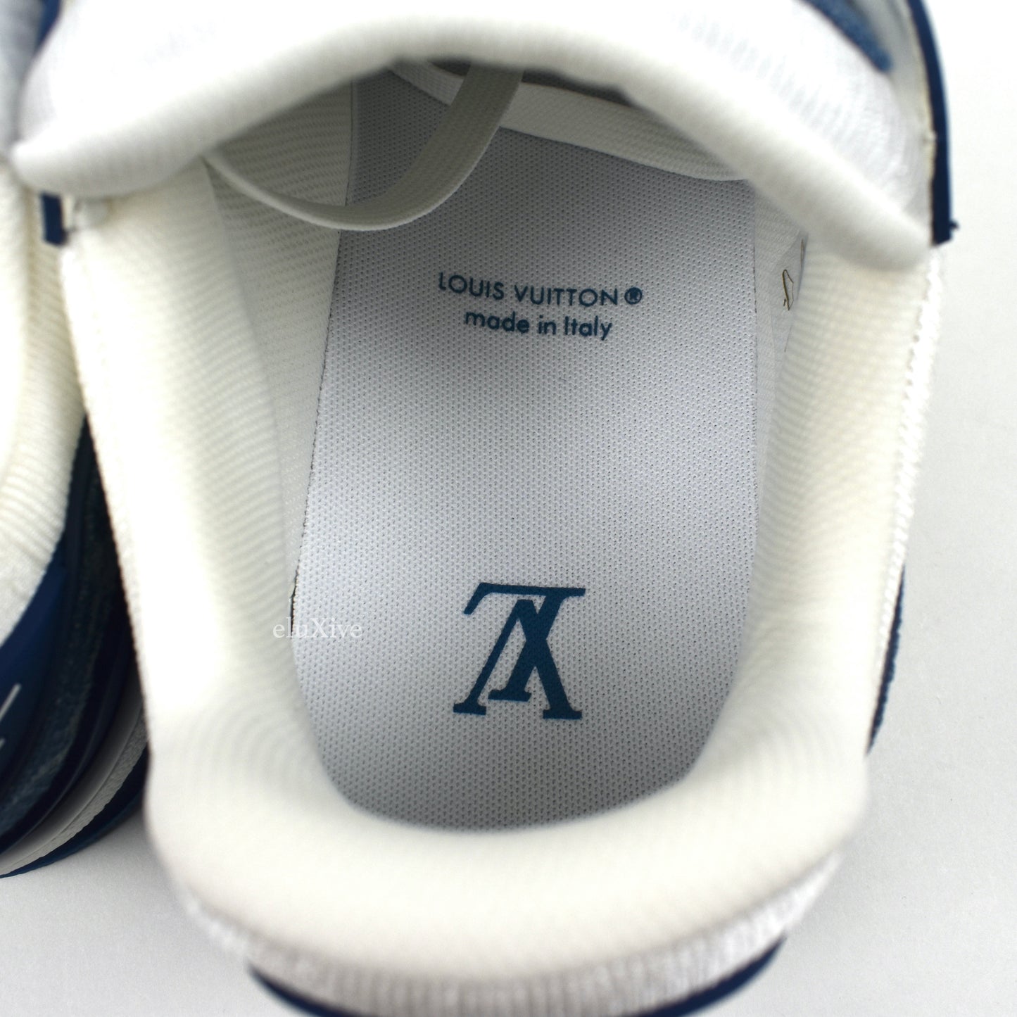 Louis Vuitton - White/Navy Leather & Denim Trainer Sneakers