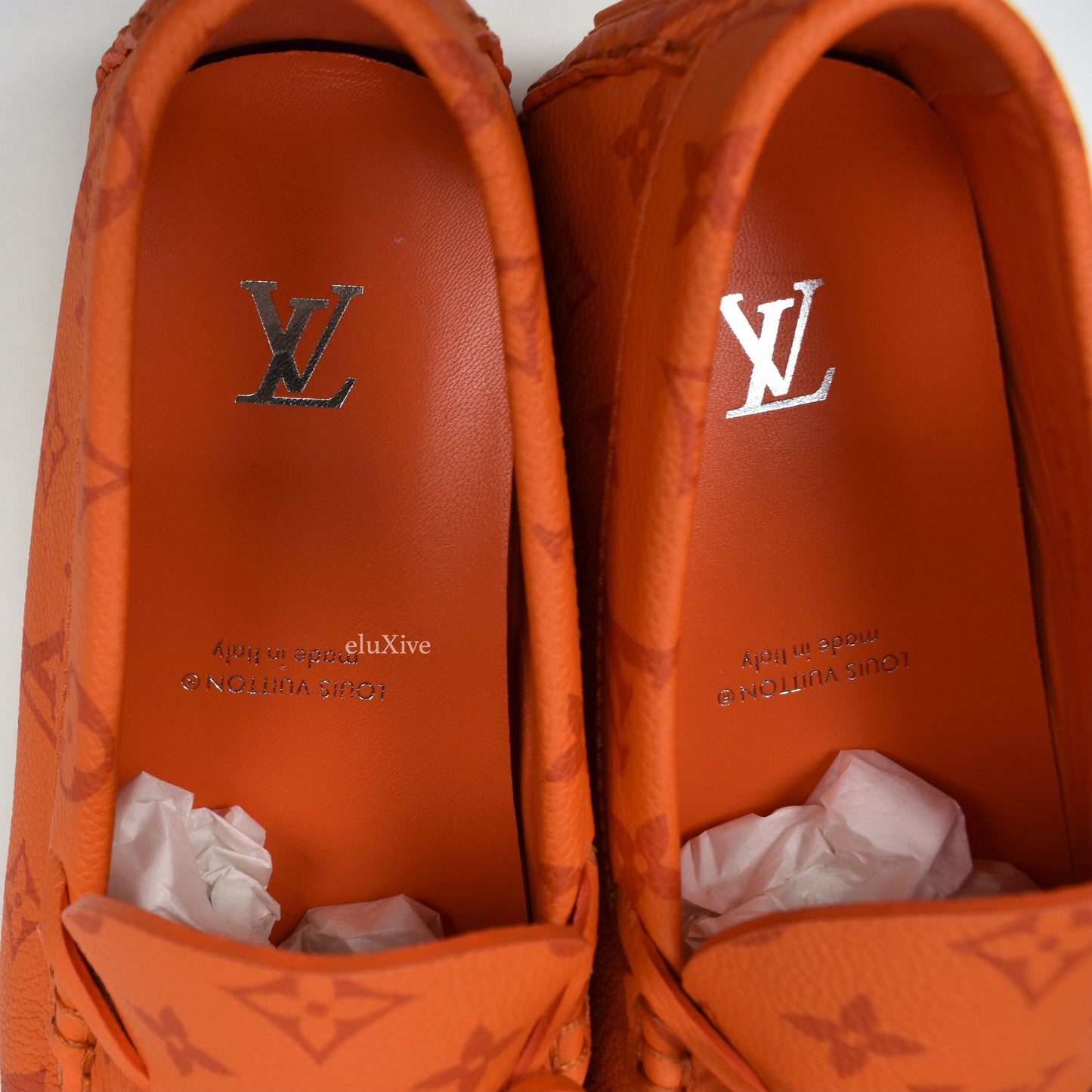 Louis Vuitton - Orange Monogram Leather Driving Loafers