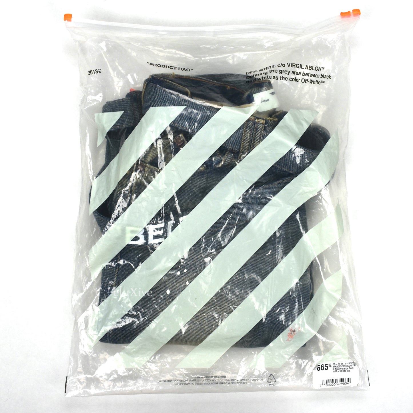 Off-White - Blue Distressed Paint Splatter Belted Denim Jeans