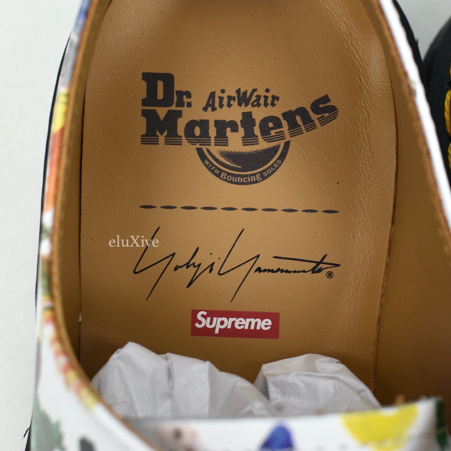 Supreme x Yohji Yamamoto x Dr. Martens - White Leather Paint Print 1461 3-Eye