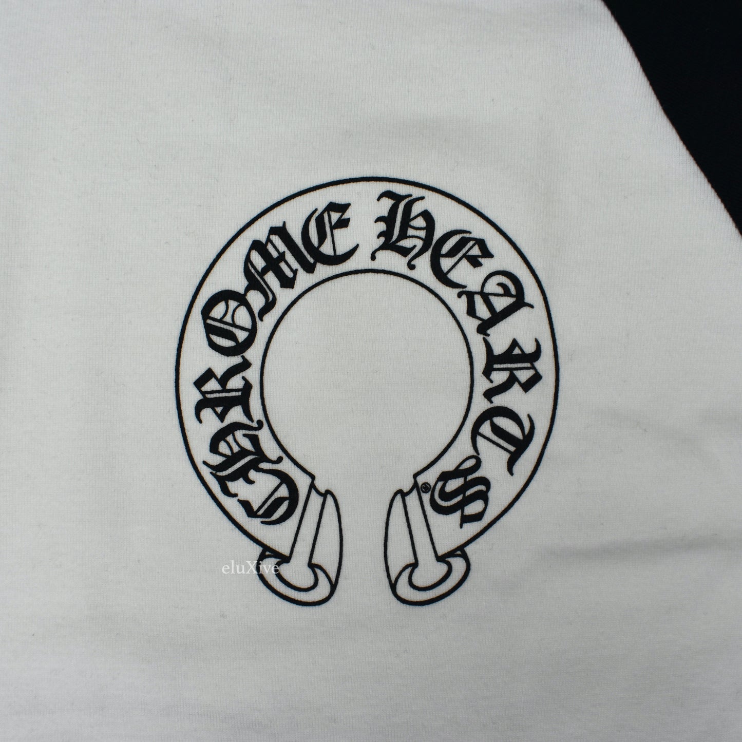 Chrome Hearts - White/Black Horseshoe Logo Baseball Shirt