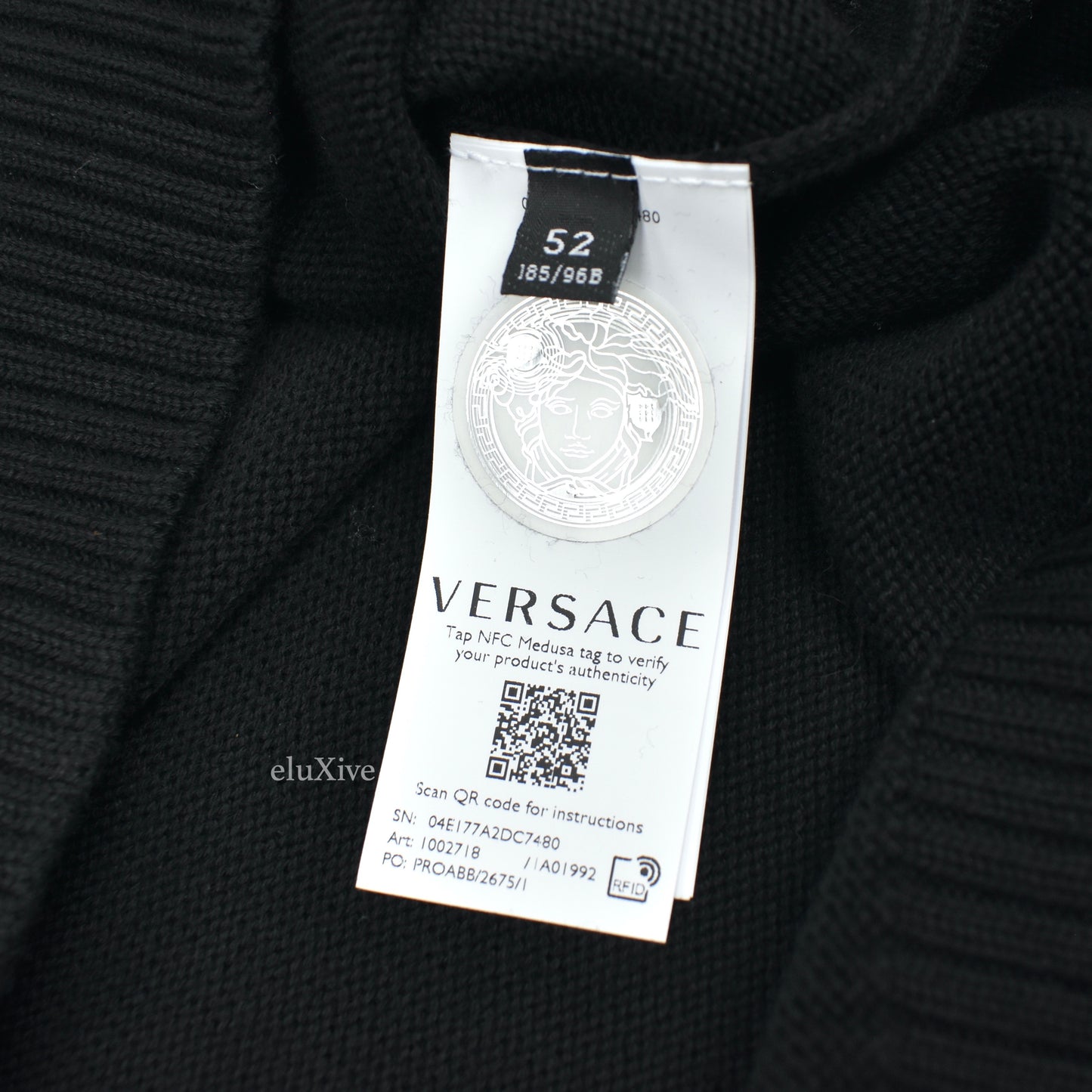 Versace - Gold Medusa Logo Embroidered Wool Sweater (Black)