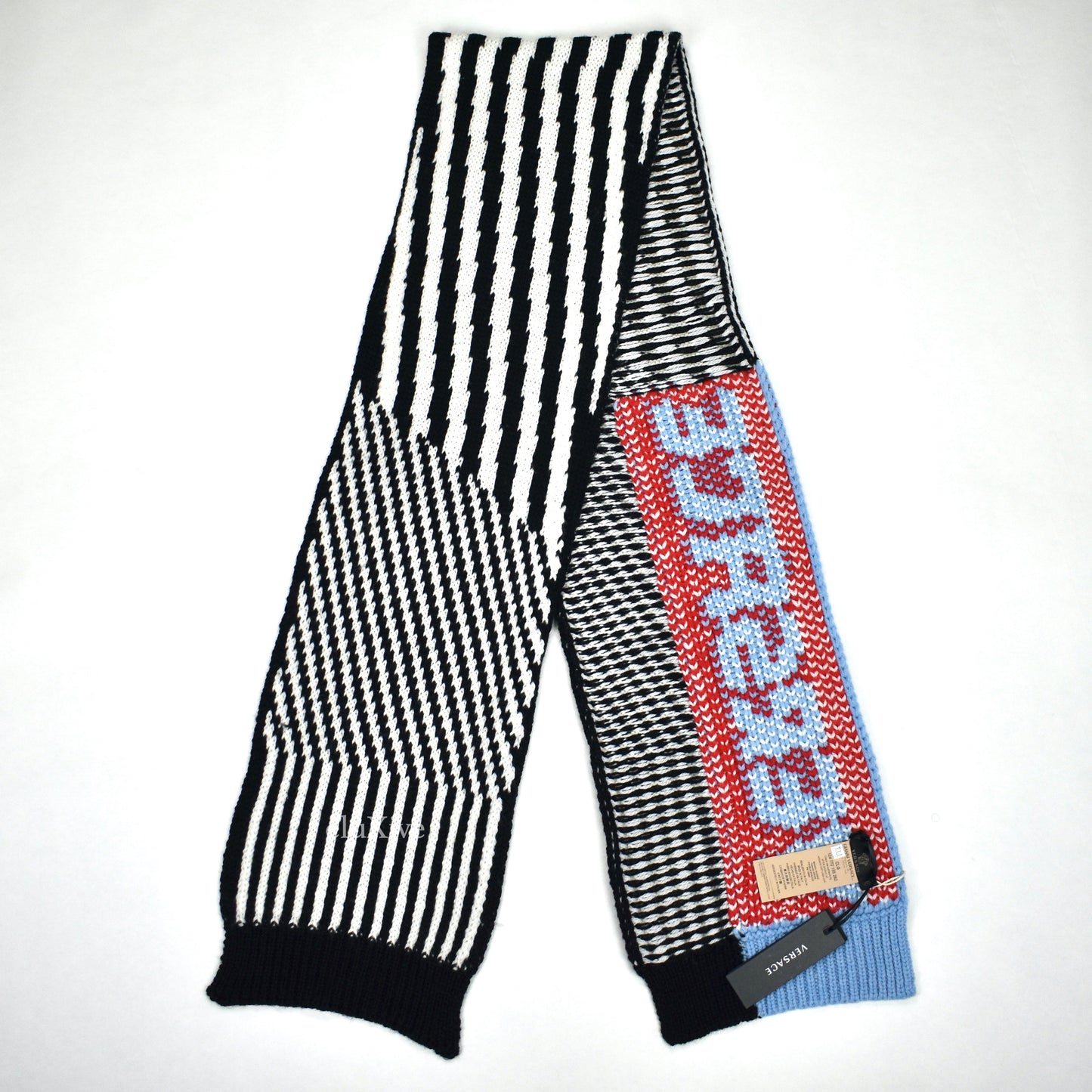 Versace - Logo Knit Striped Wool Scarf