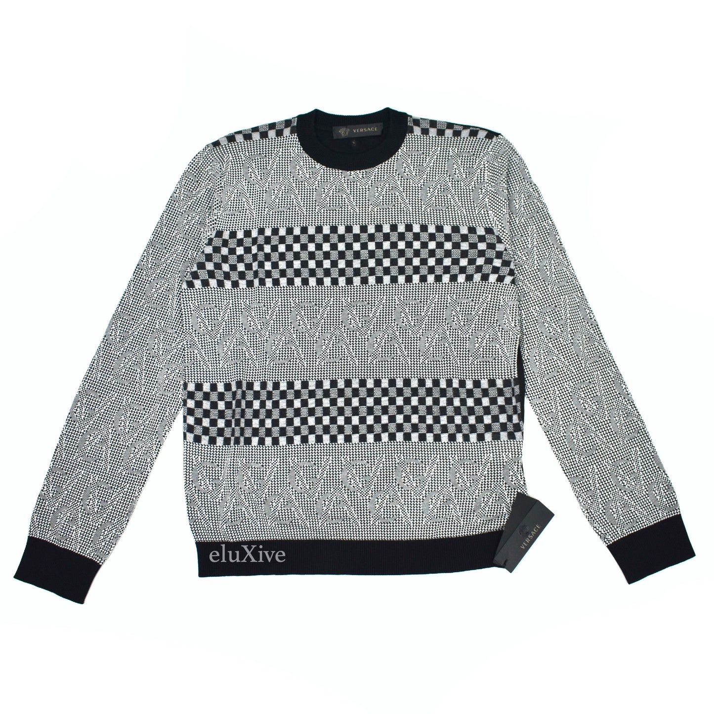 Versace - GV Monogram Logo Jacquard Knit Viscose Sweater