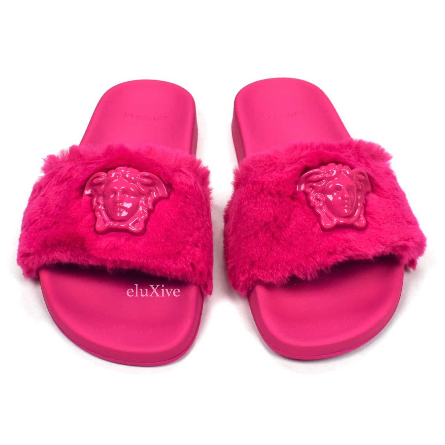 Versace - Hot Pink Faux Fur La Medusa Logo Slides