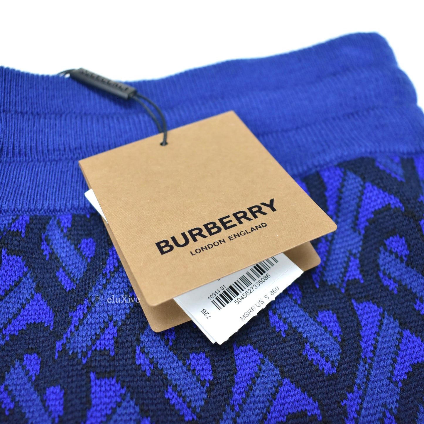 Burberry - Blue TB Monogram Logo Wool Track Pants