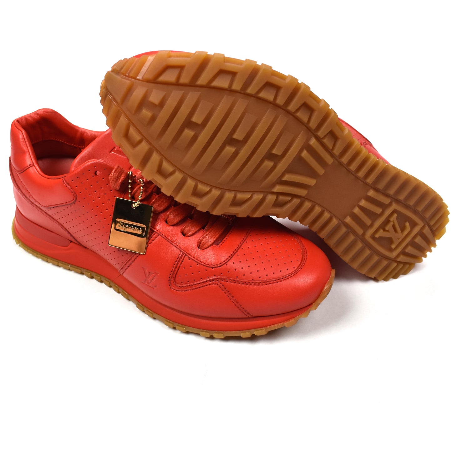 Louis Vuitton x Supreme - Red Leather Run Away Sneakers