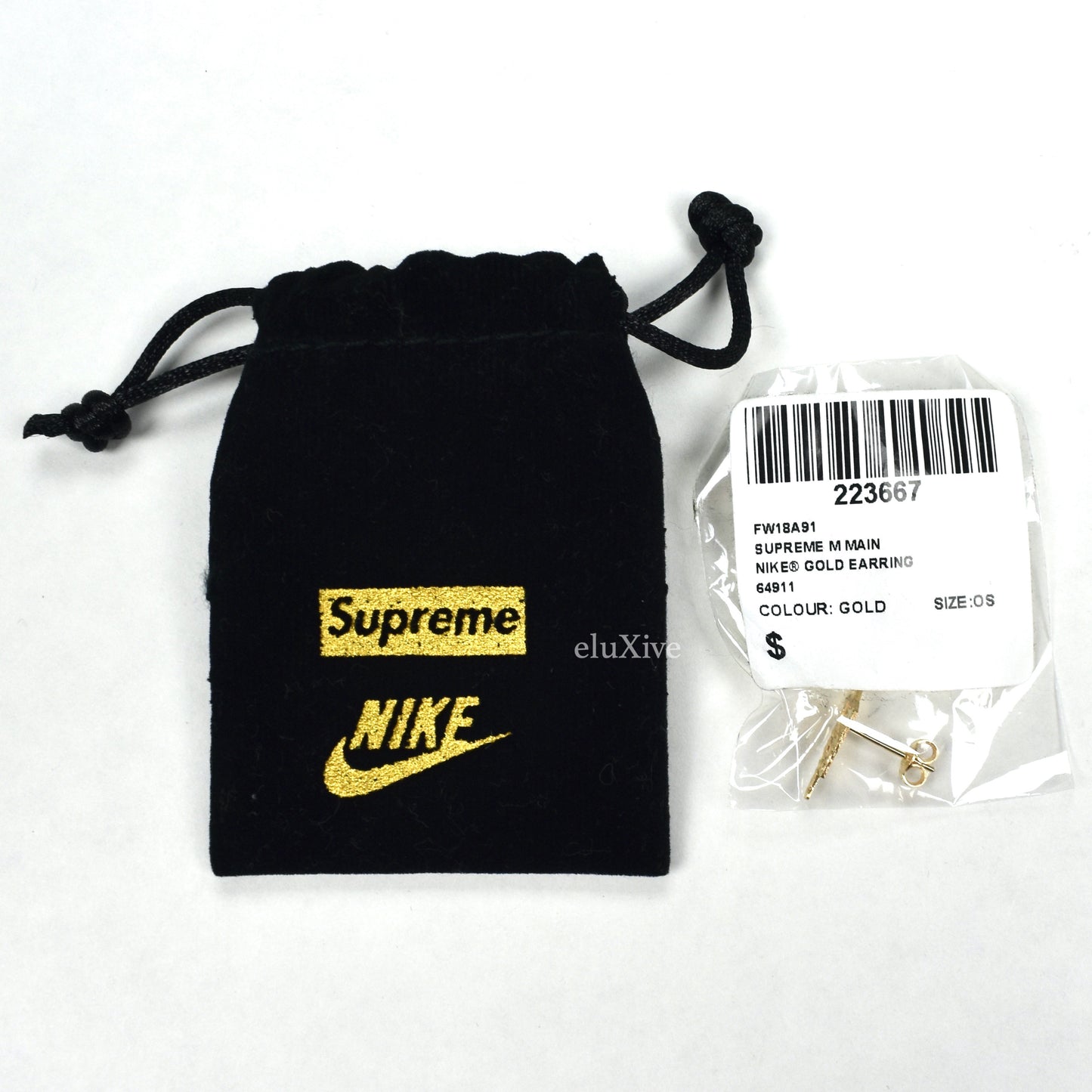 Supreme x Nike - 14k Solid Gold Swoosh Logo Earring (FW18)