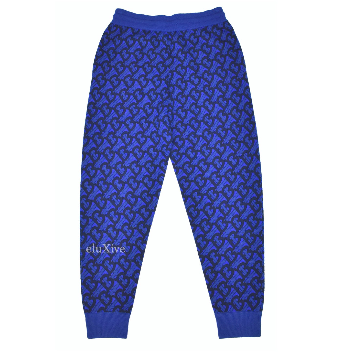 Burberry - Blue TB Monogram Logo Wool Track Pants
