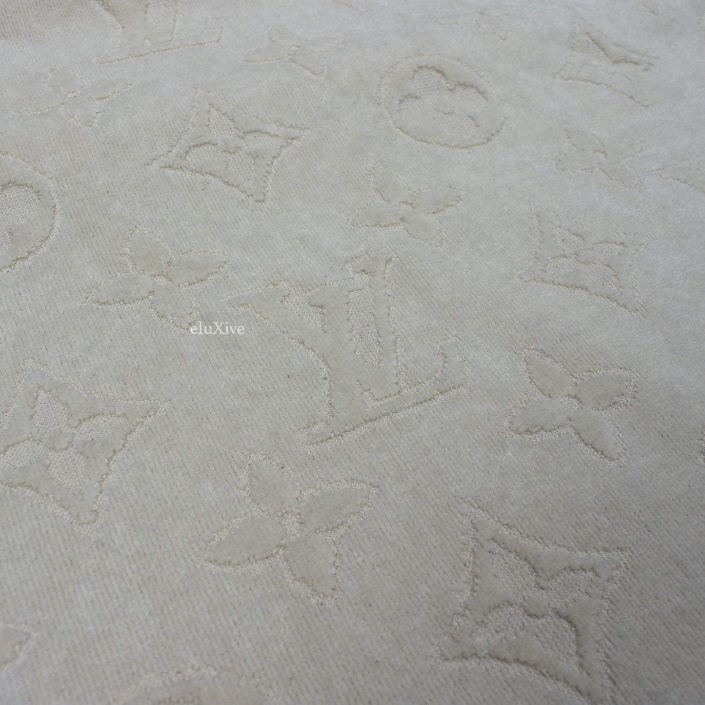 Louis Vuitton - Cream Beige LV Monogram Woven Beach Towel