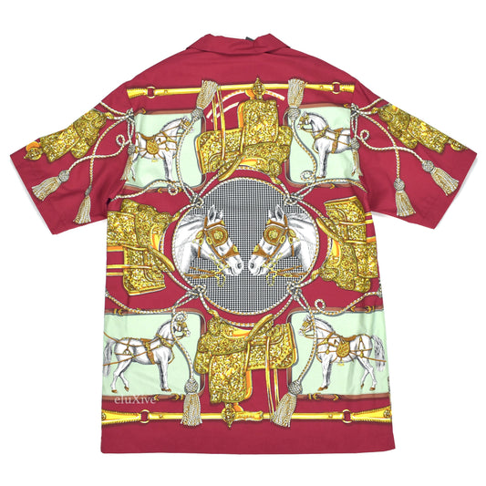 Gucci - Pink Equestrian Print Nylon Bowling Shirt