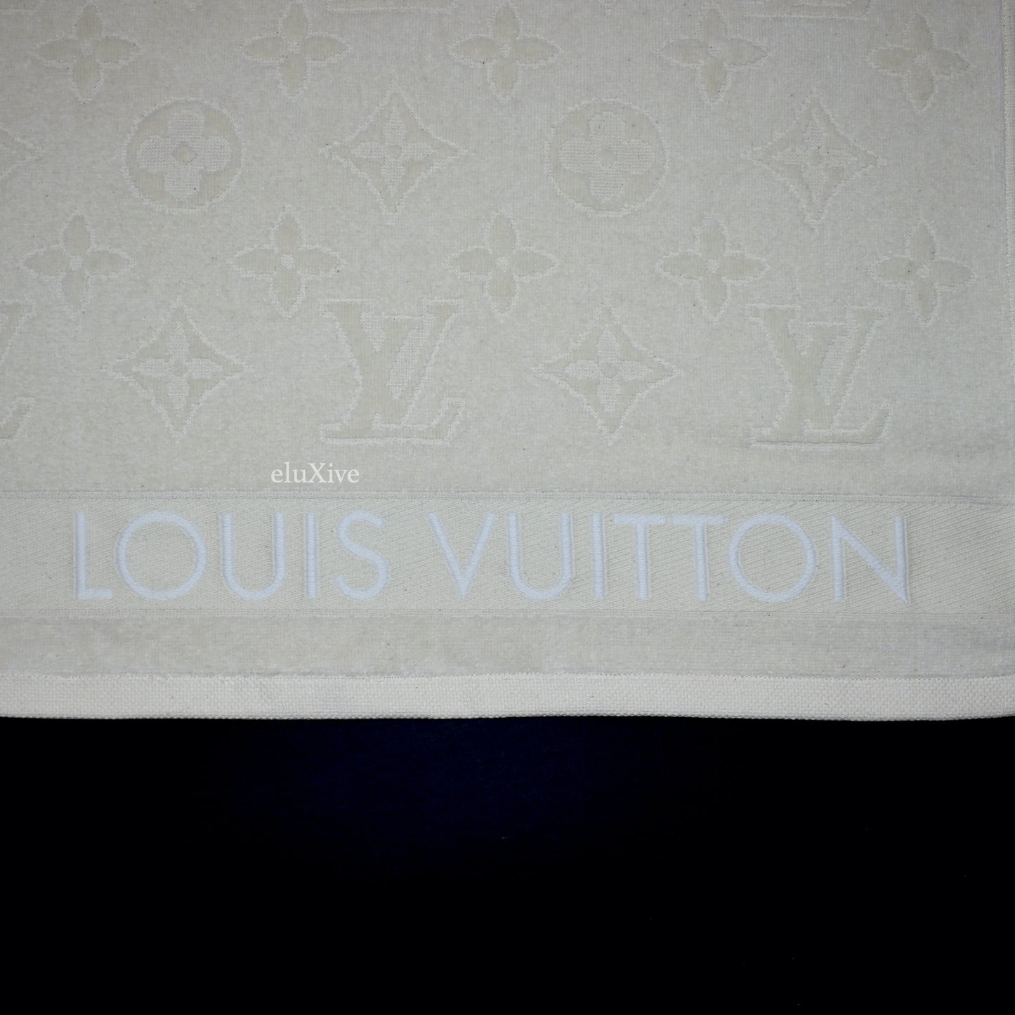 Louis Vuitton - Cream Beige LV Monogram Woven Beach Towel