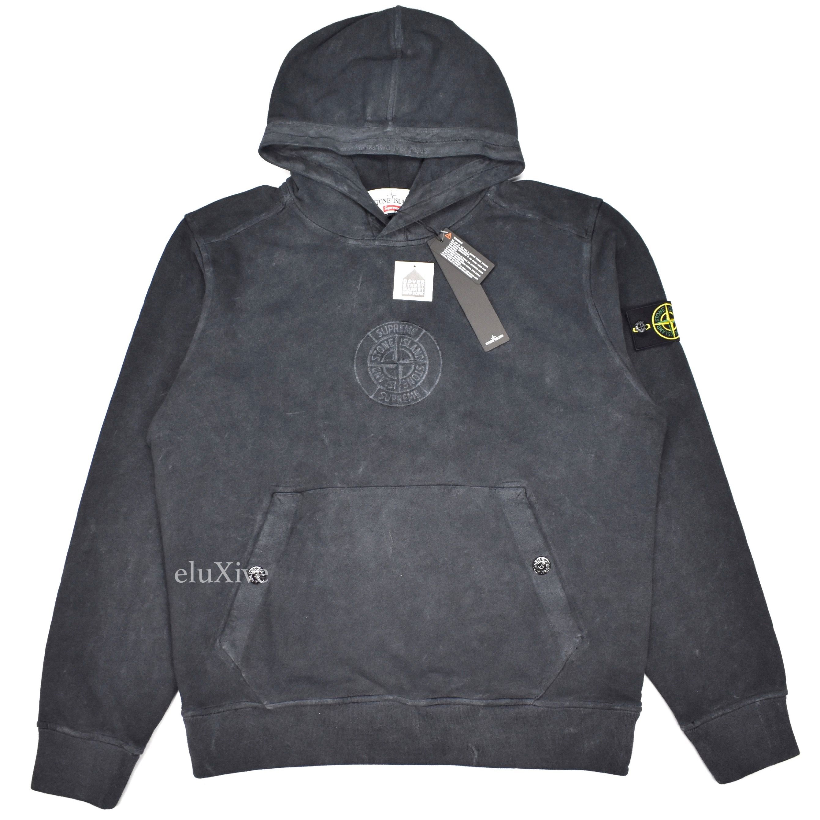 Supreme x Stone Island - Black Logo Embroidered Hoodie – eluXive