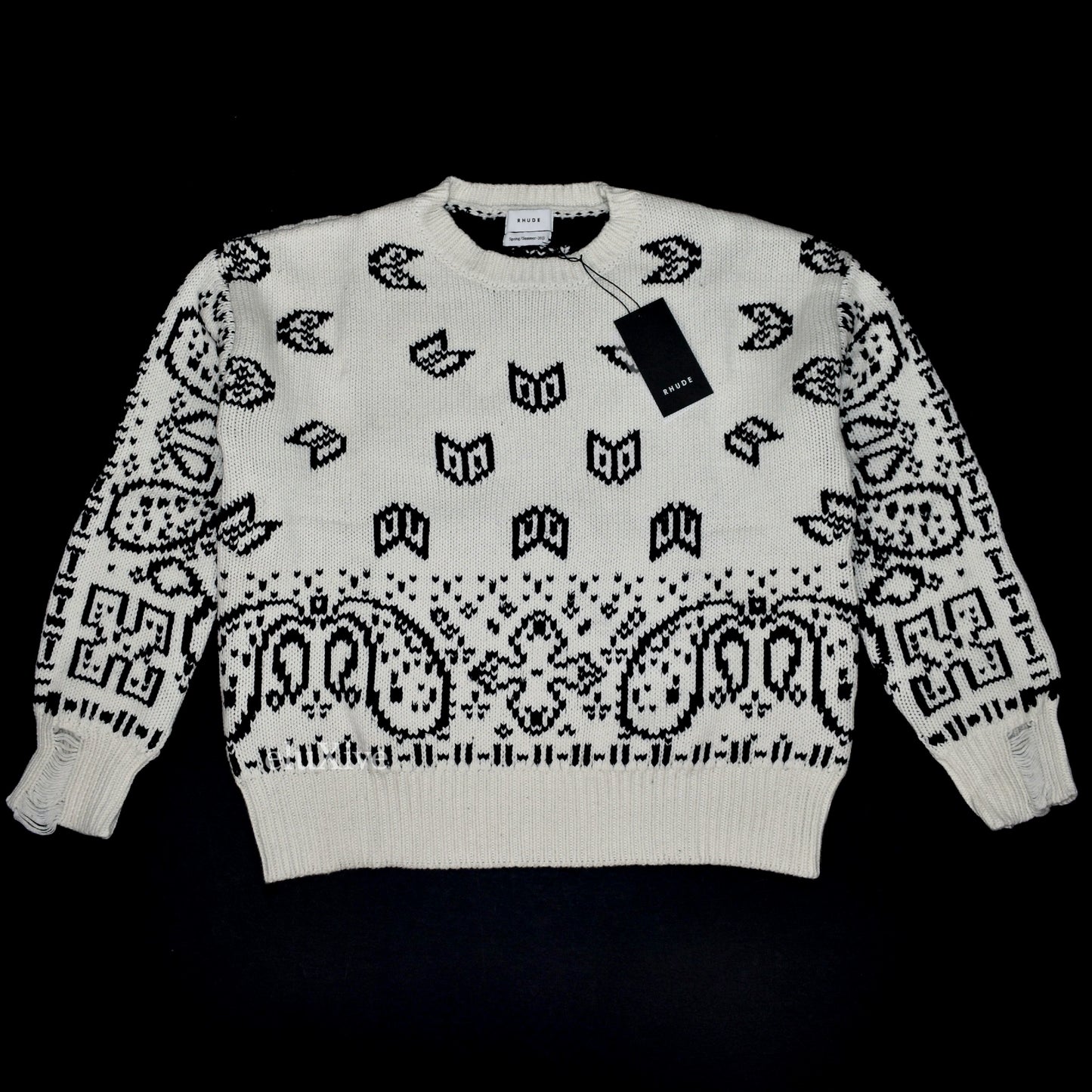 Rhude - Cream Double Knit Cotton / Cashmere Bandana Sweater