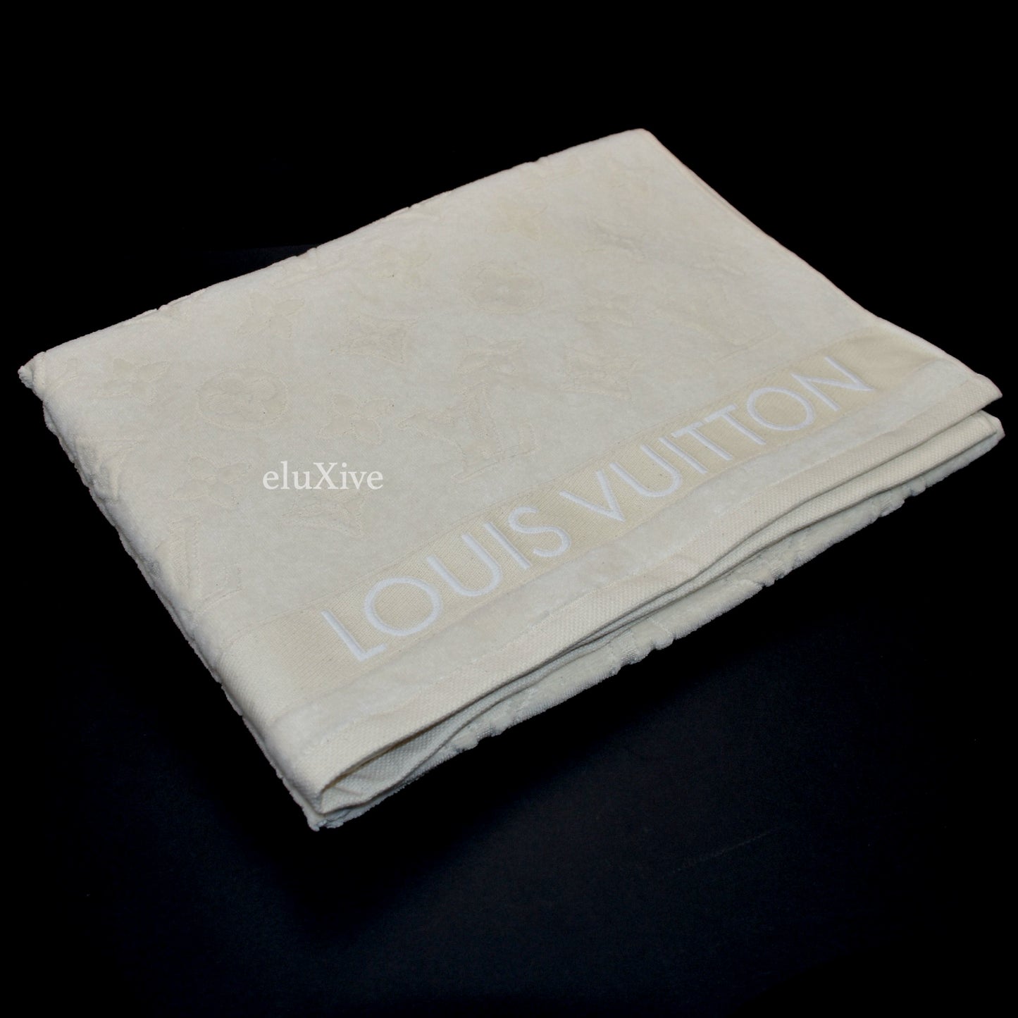 Louis Vuitton - Cream Beige LV Monogram Woven Beach Towel