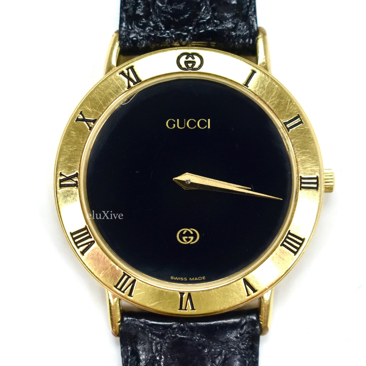 Gucci - 3000M Gold Black GG Dial Watch
