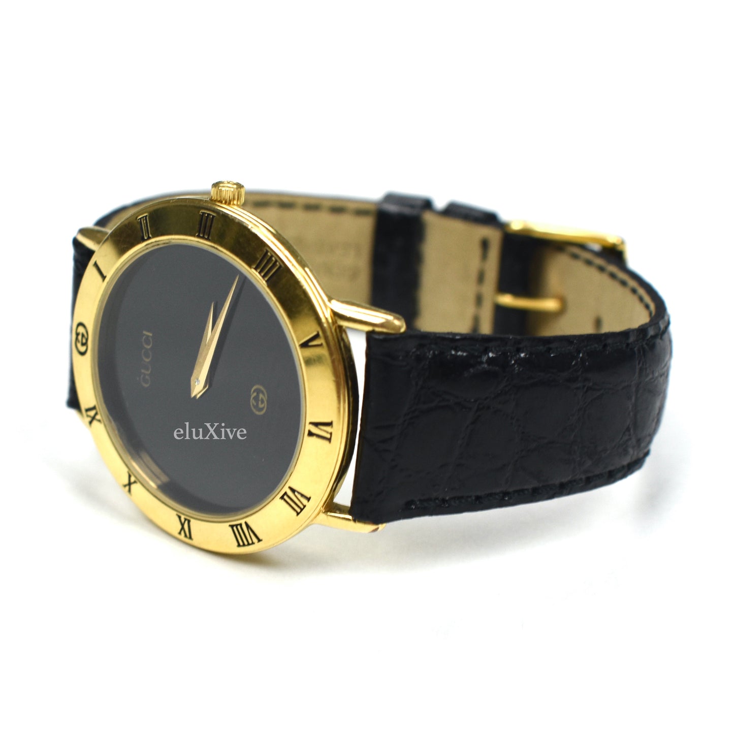 Gucci - 3000M Gold Black GG Dial Watch