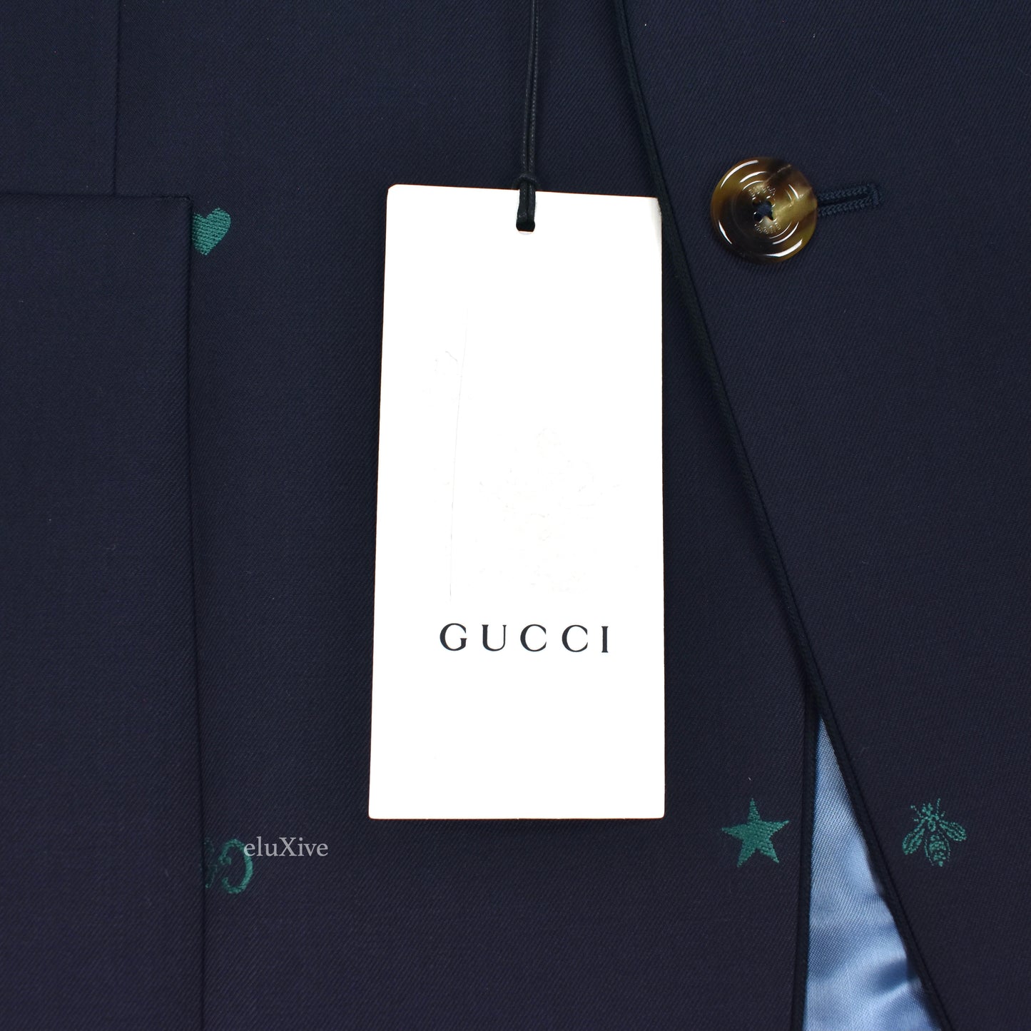 Gucci - Navy Allover Logos / Symbols Jacquard Blazer