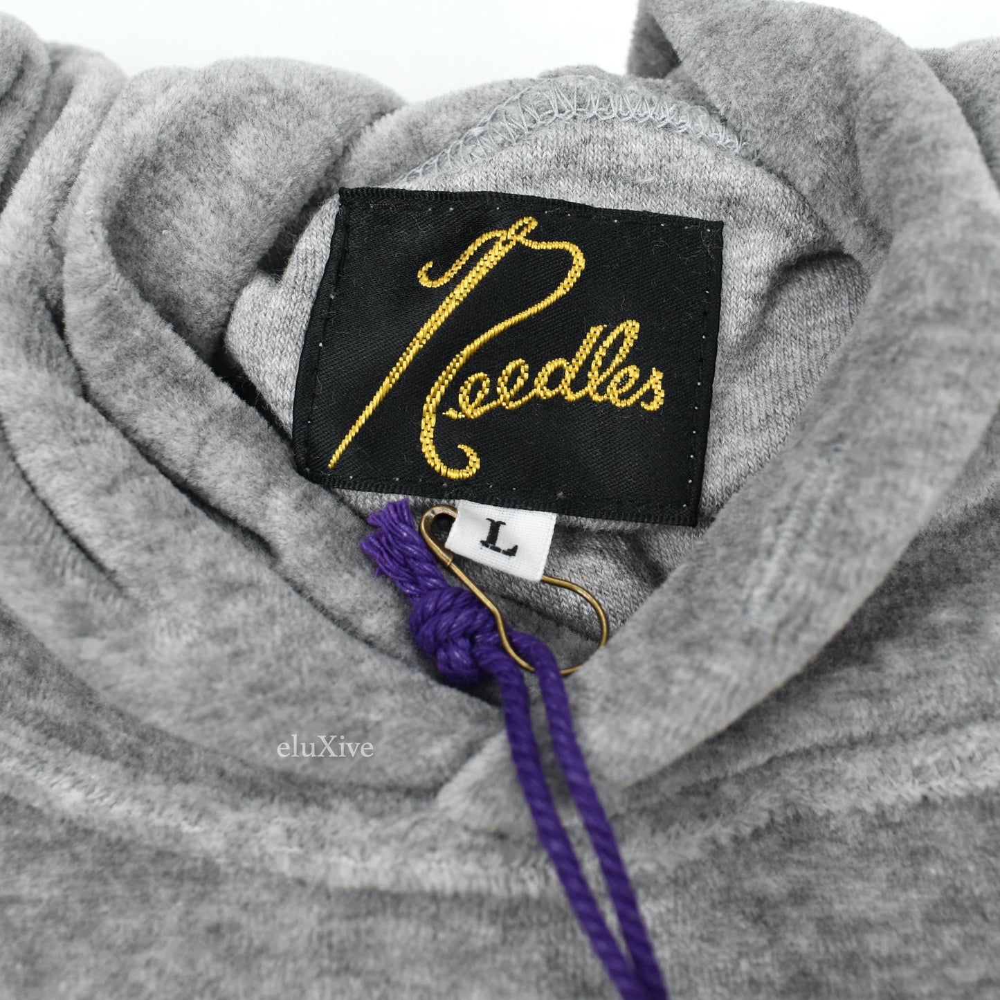 Needles - Gray/Purple Butterfly Logo Velour Hoodie