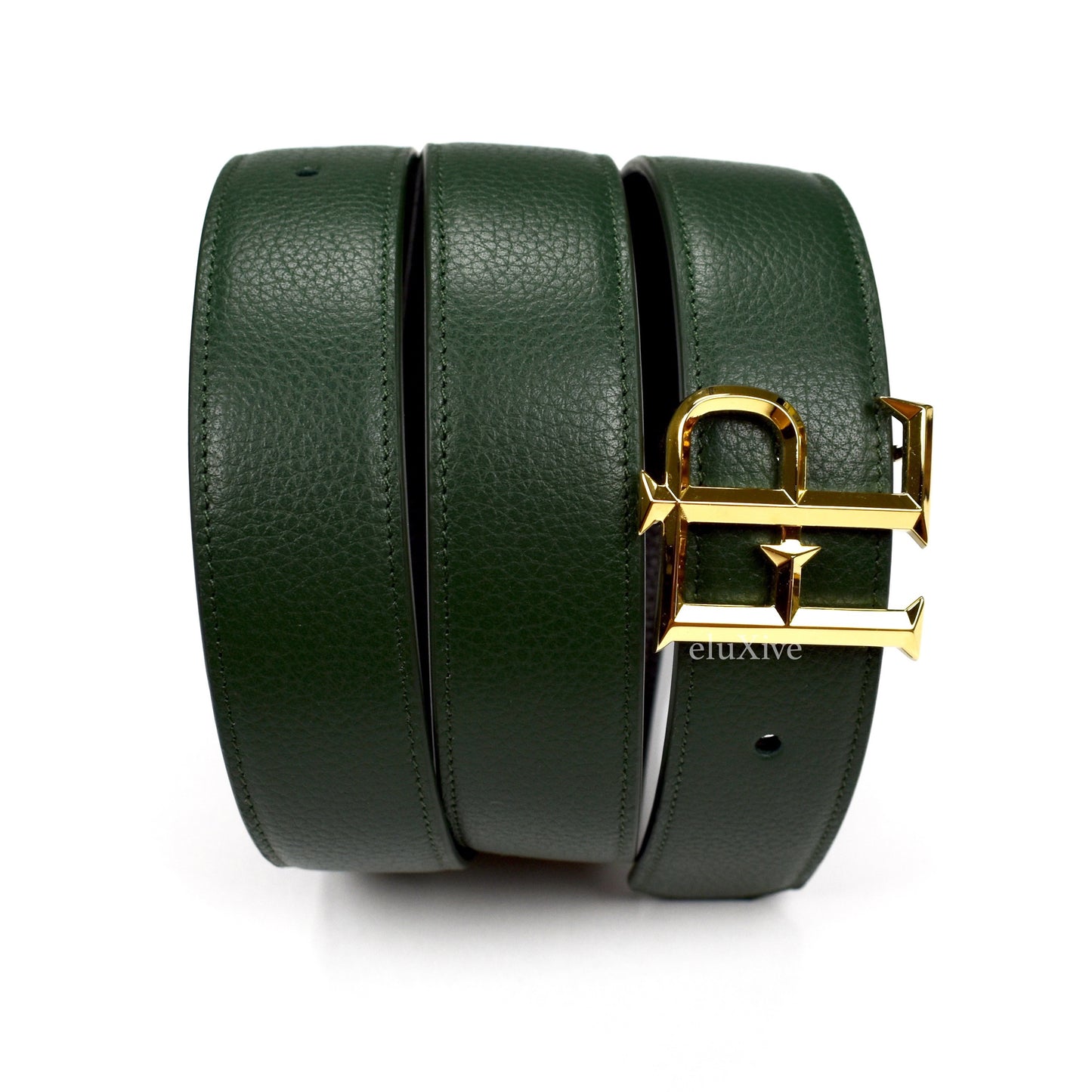 Faure Le Page - Gold FLP Logo Reversible Belt (Green/Black)