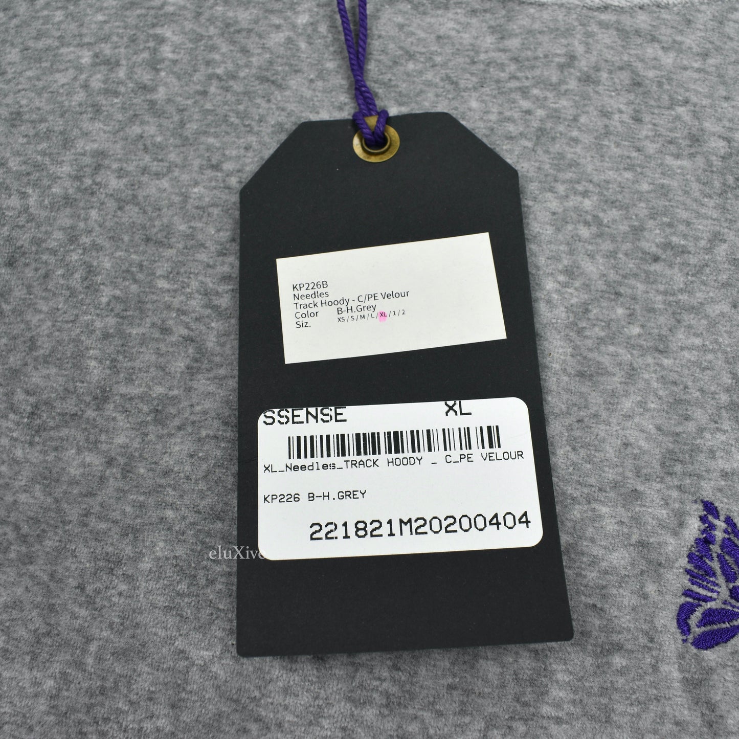 Needles - Gray/Purple Butterfly Logo Velour Hoodie