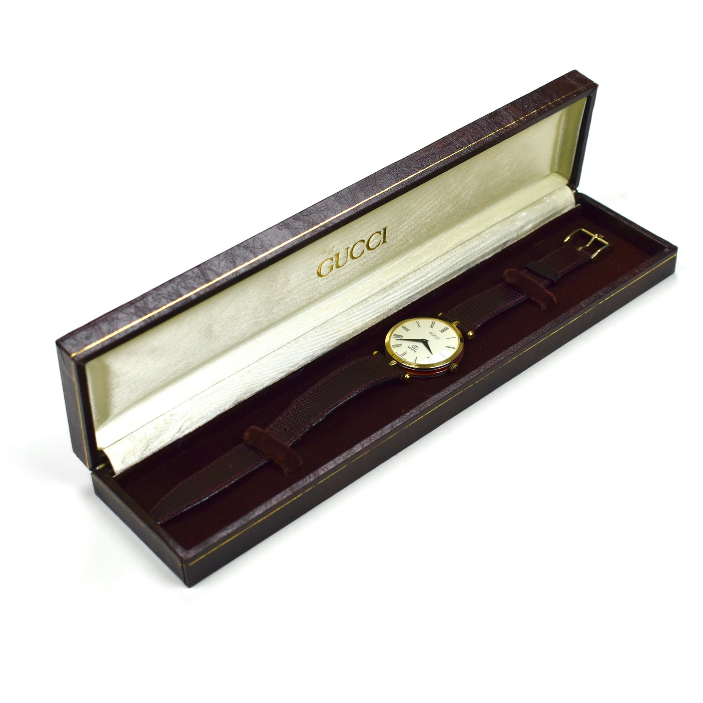 Gucci - 2000M Gold Cream Dial Web Stripe Watch