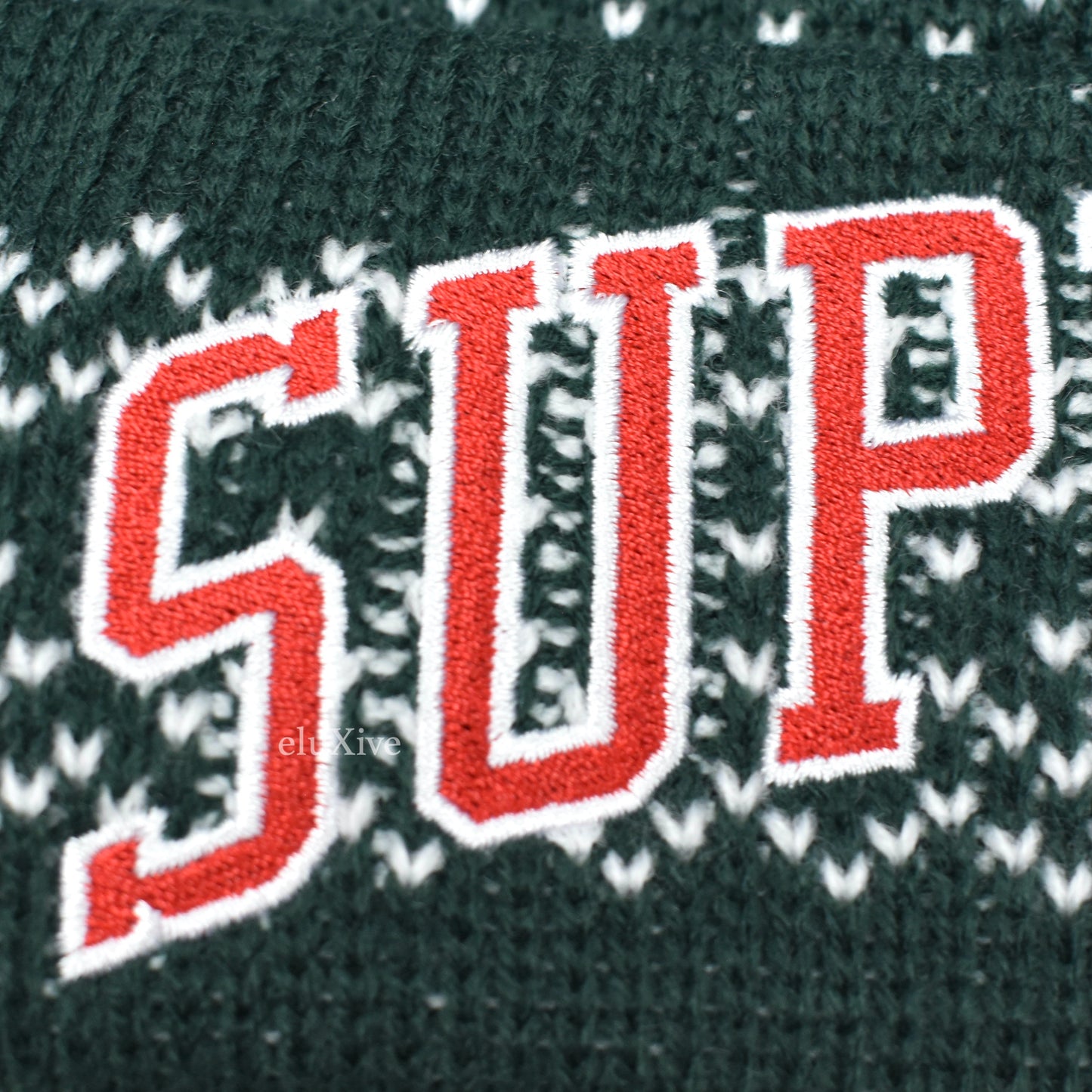 Supreme x New Era - Camo / Fair Isle Knit Split Beanie (Green)