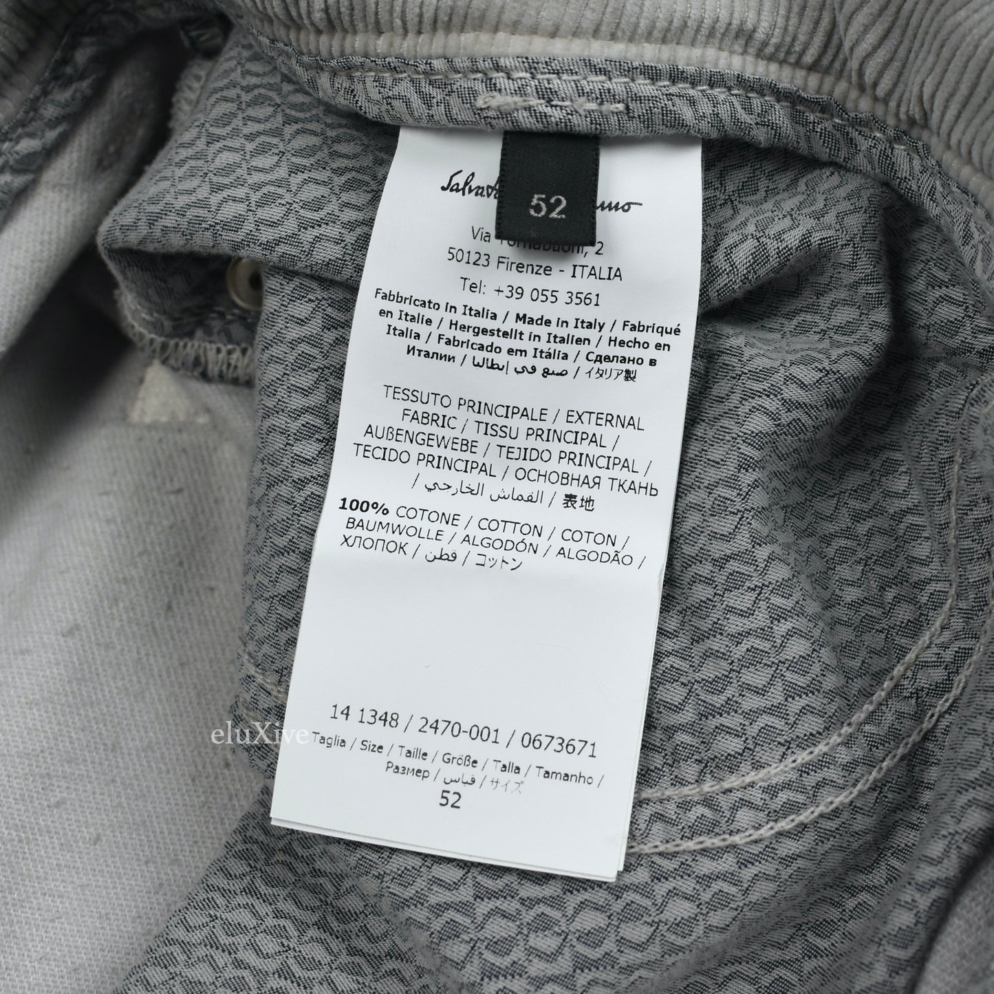 Salvatore Ferragamo - Gray Corduroy 5-Pocket Pants