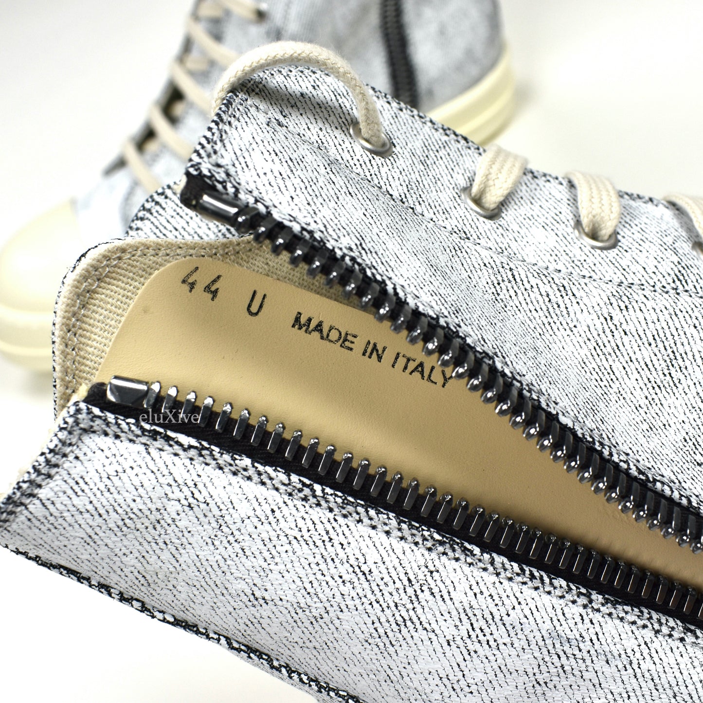Rick Owens DRKSHDW - Painted Denim Cargo Ramones Sneaker (Milk)