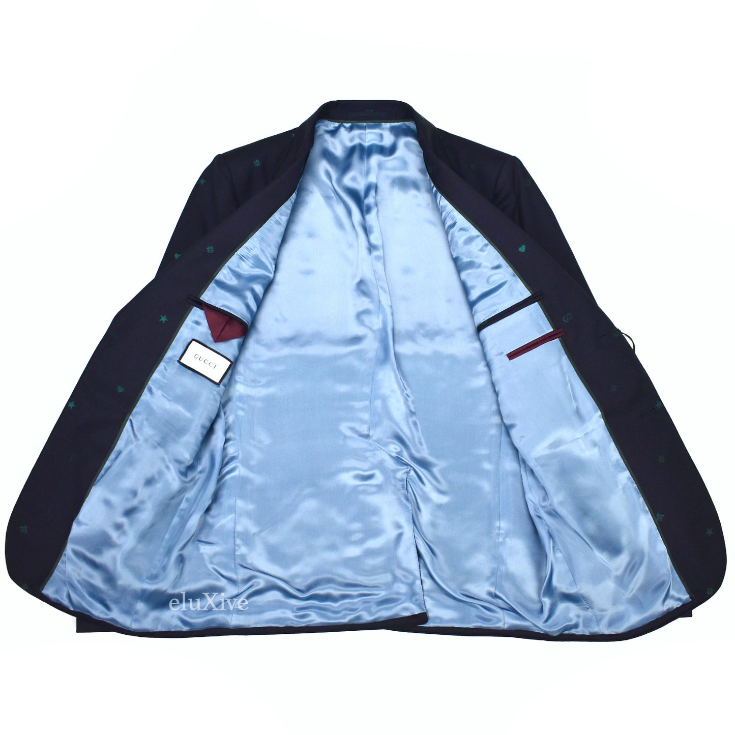 Gucci - Navy Allover Logos / Symbols Jacquard Blazer