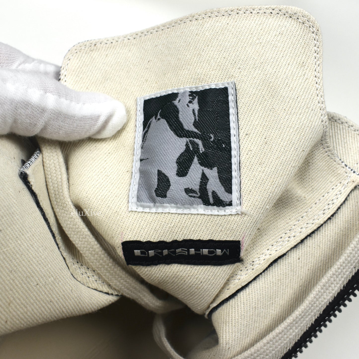 Rick Owens DRKSHDW - Painted Denim Cargo Ramones Sneaker (Milk)