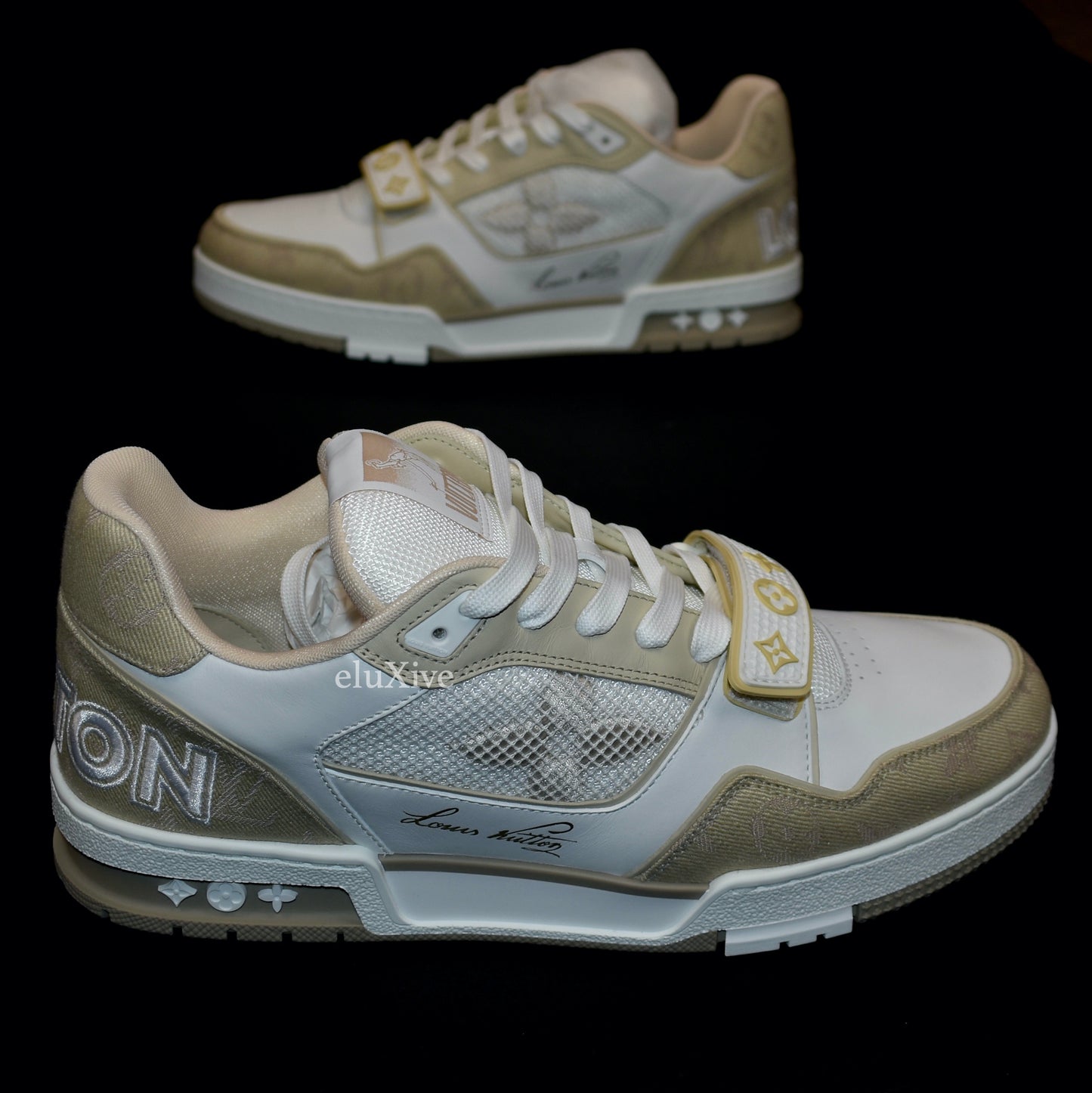 Louis Vuitton - White/Beige Trainer Sneakers with Strap