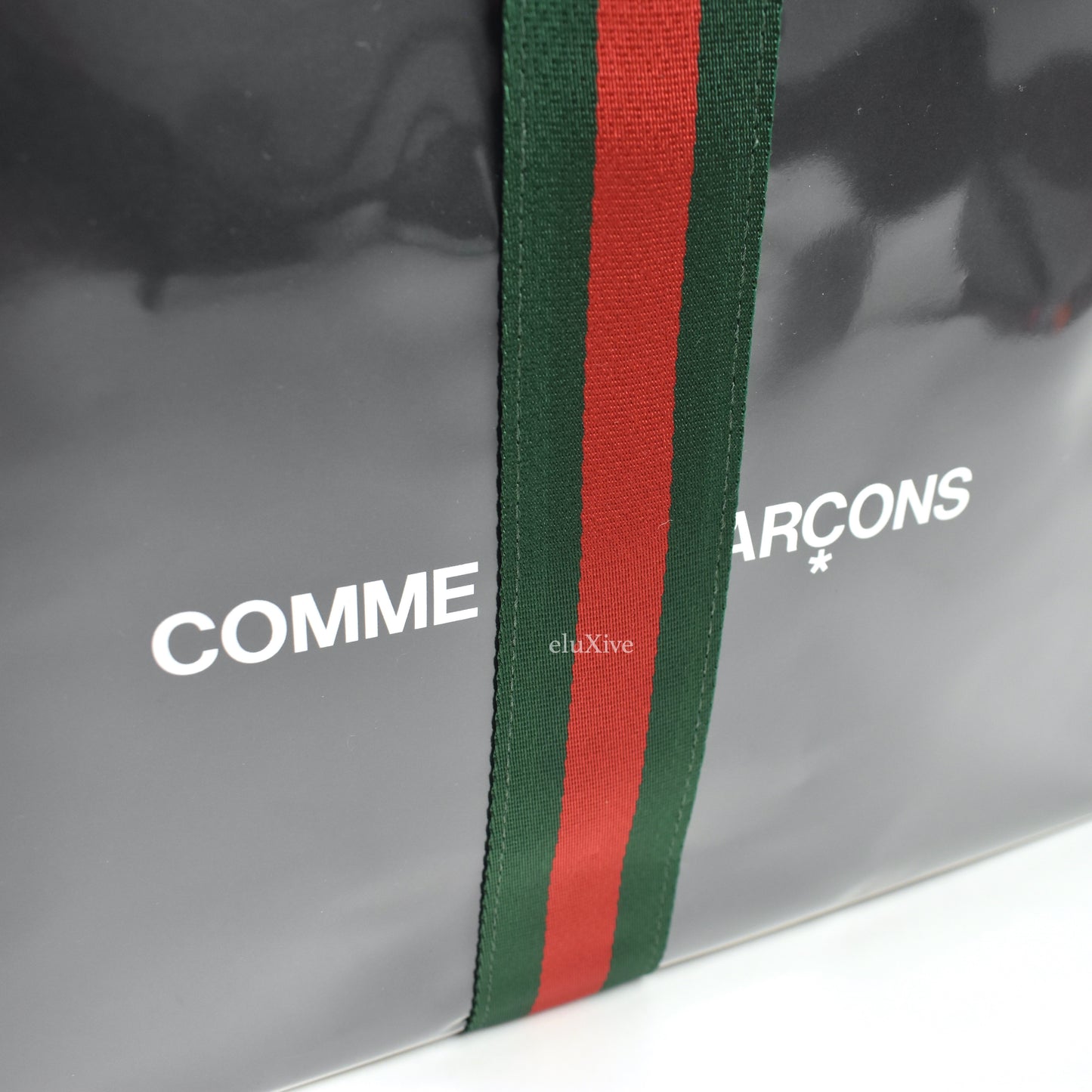 Comme des Garcons x Gucci - Black Web Stripe Paper/Plastic Tote Bag