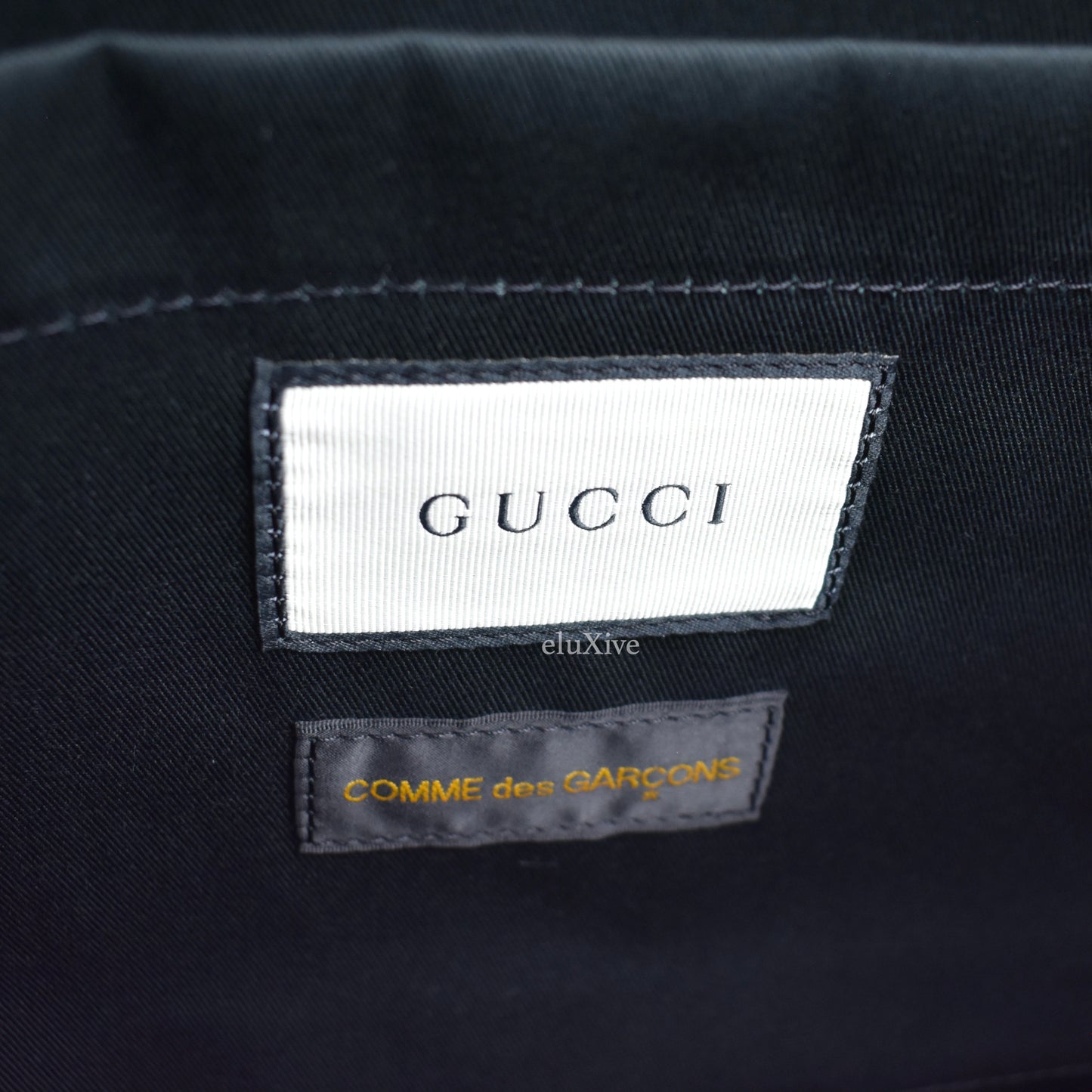 Comme des Garcons x Gucci - Black Web Stripe Paper/Plastic Tote Bag